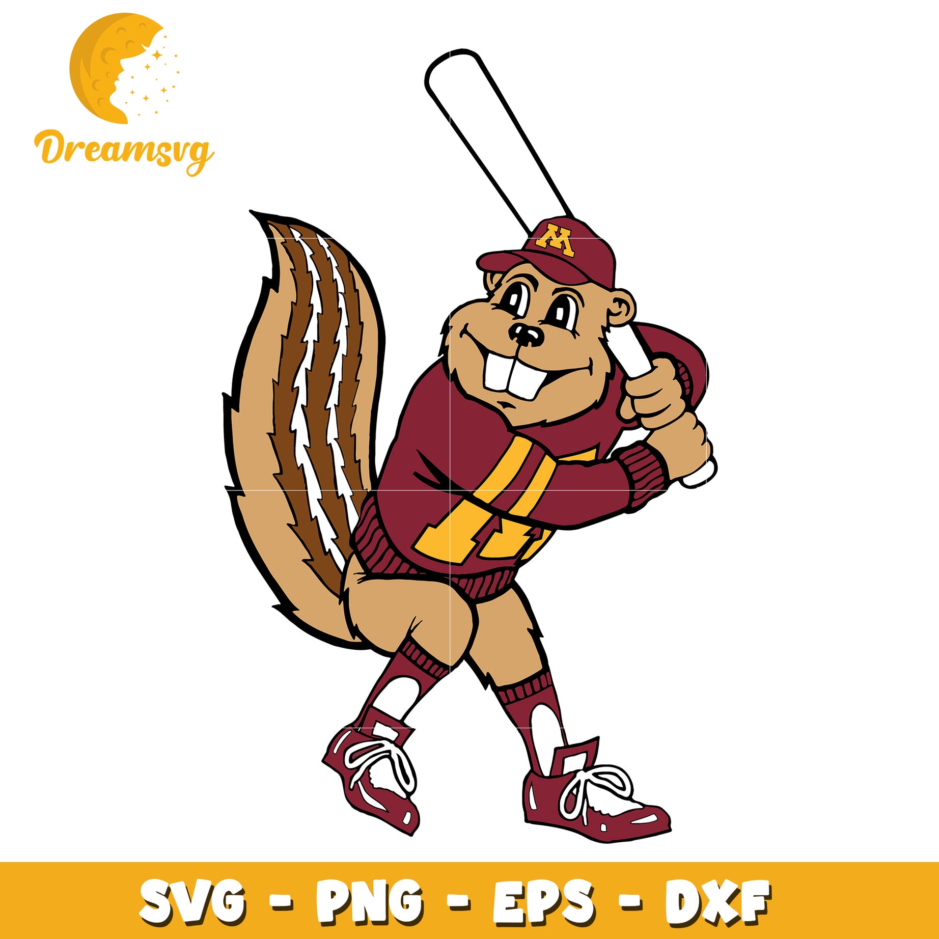 Gopher Baseball SVG PNG EPS DXF Cut File