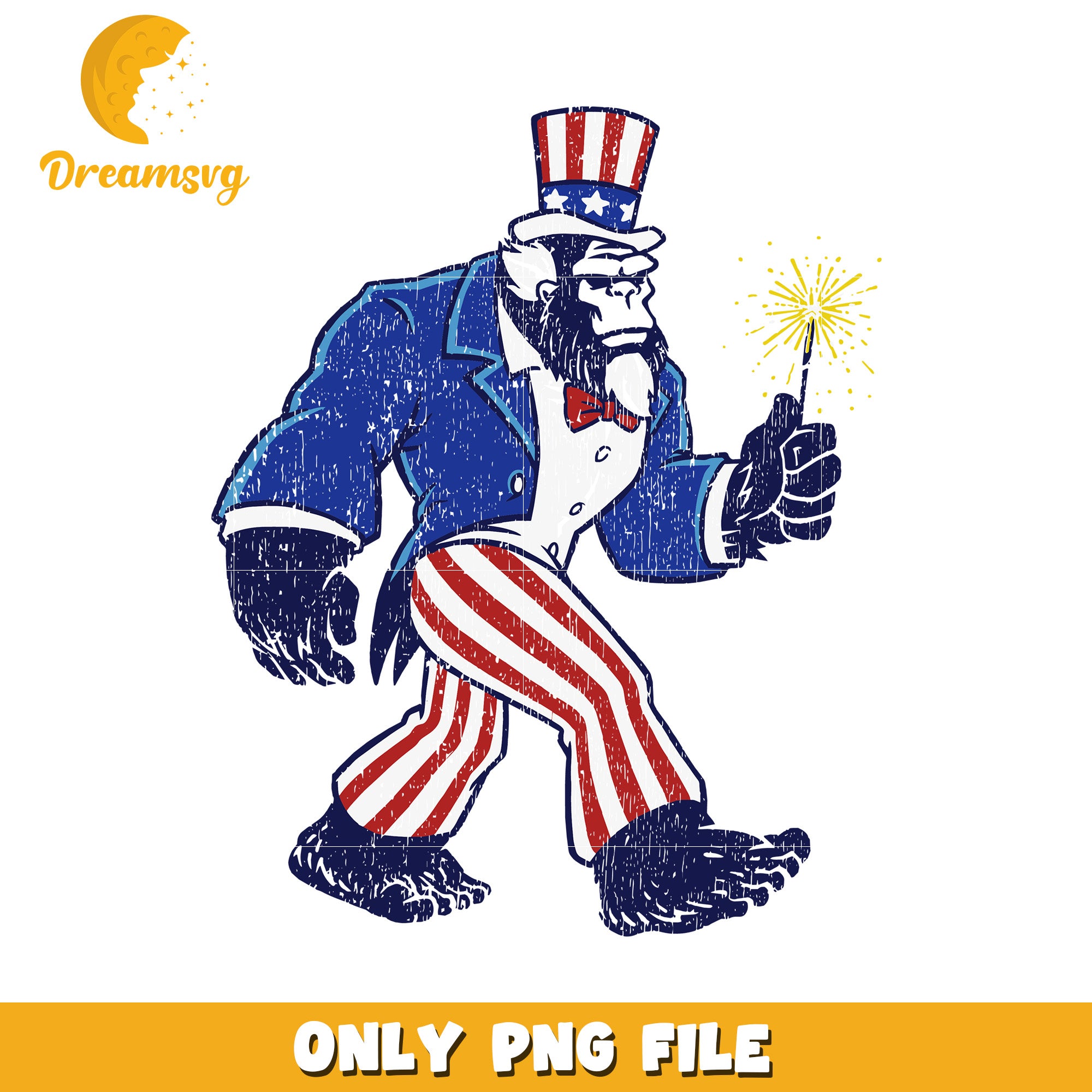 Gorilla usa flag png, patriotic gorilla png, usa pride png