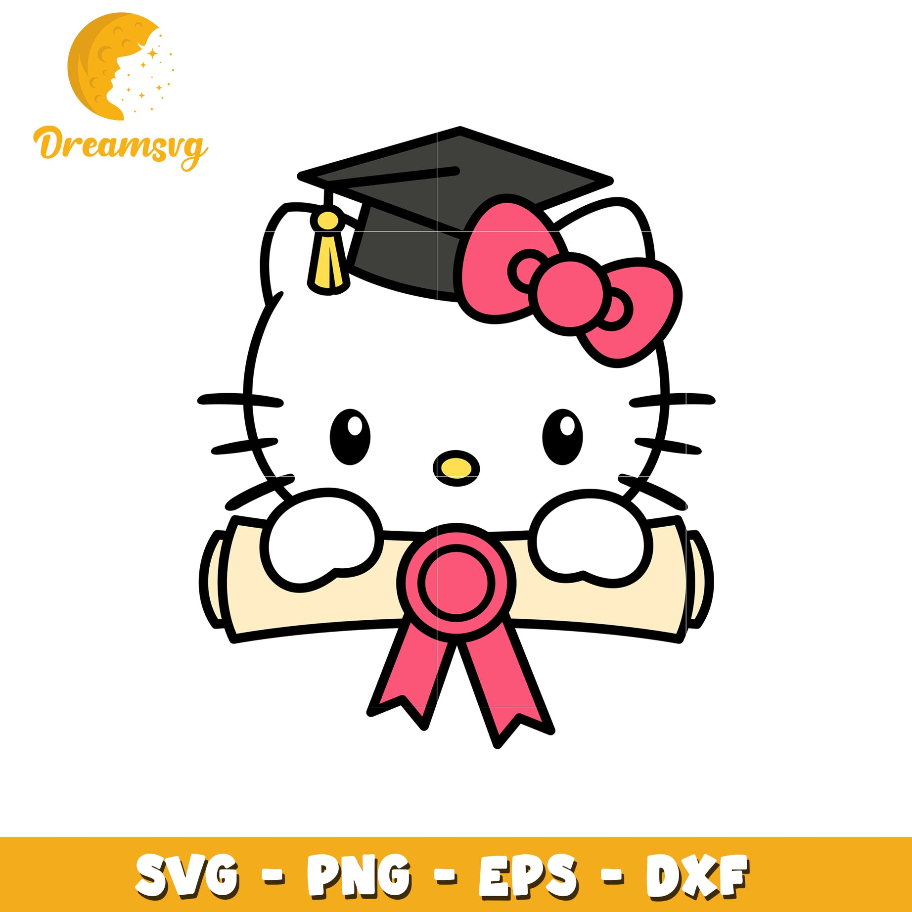 Graduation Hello Kitty SVG PNG EPS DXF