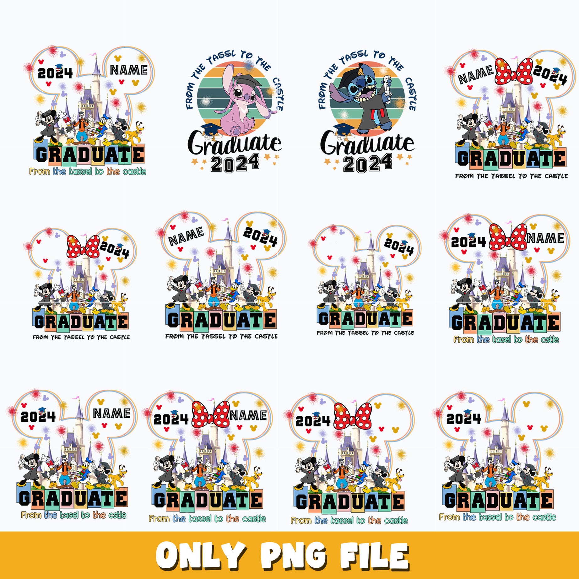 Mickey Head Disney Gradute bundle png, Disney png, Digital download