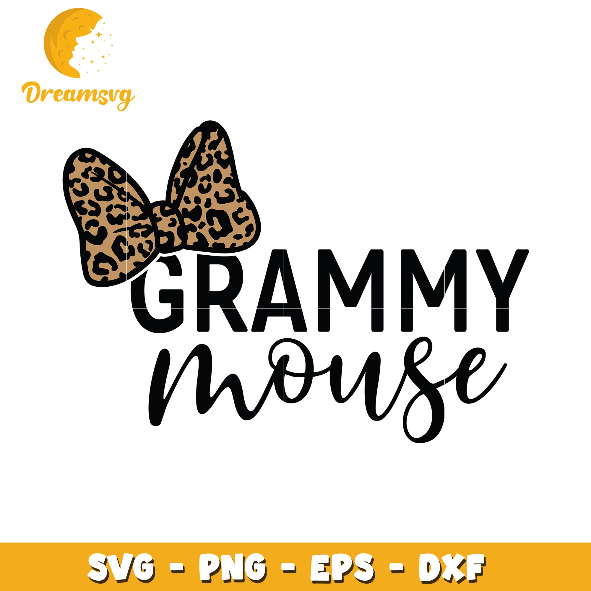 Grammy Mouse Leopard Bow SVG Cut File