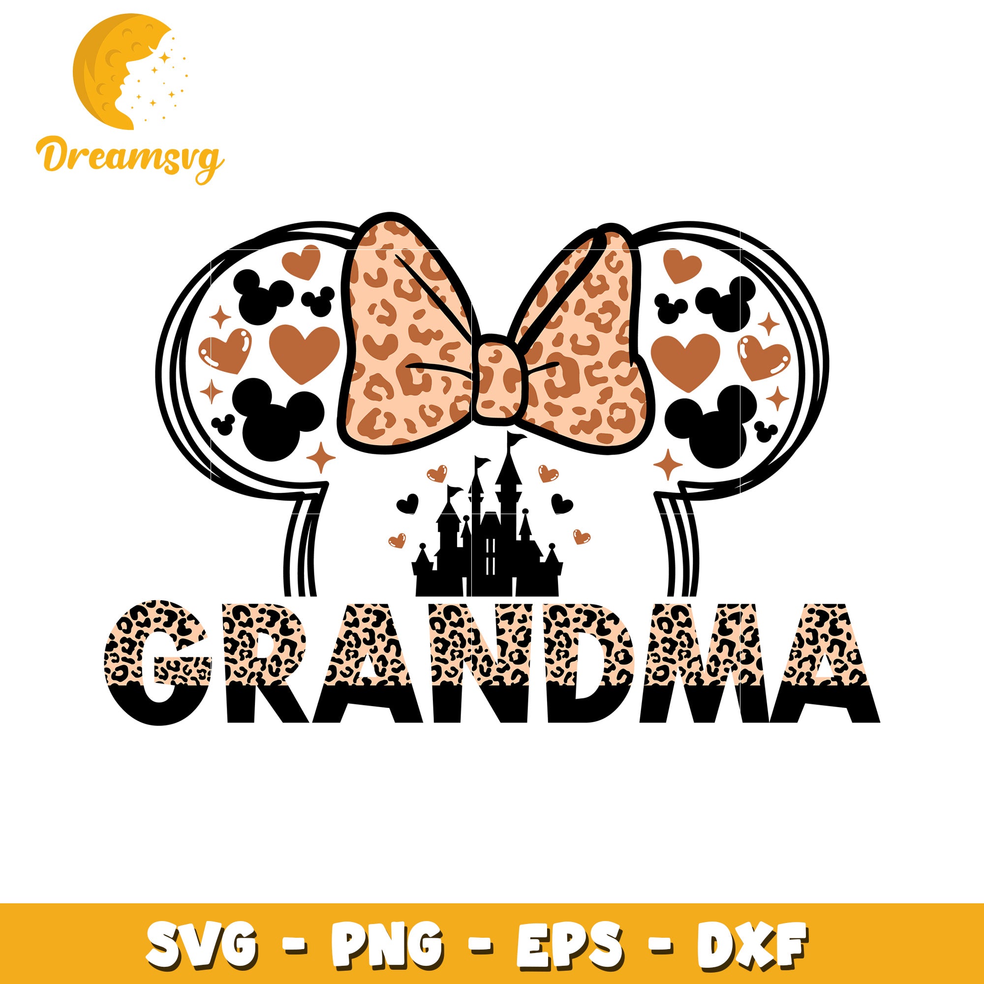 Grandma Leopard Minnie Ears SVG Cut File