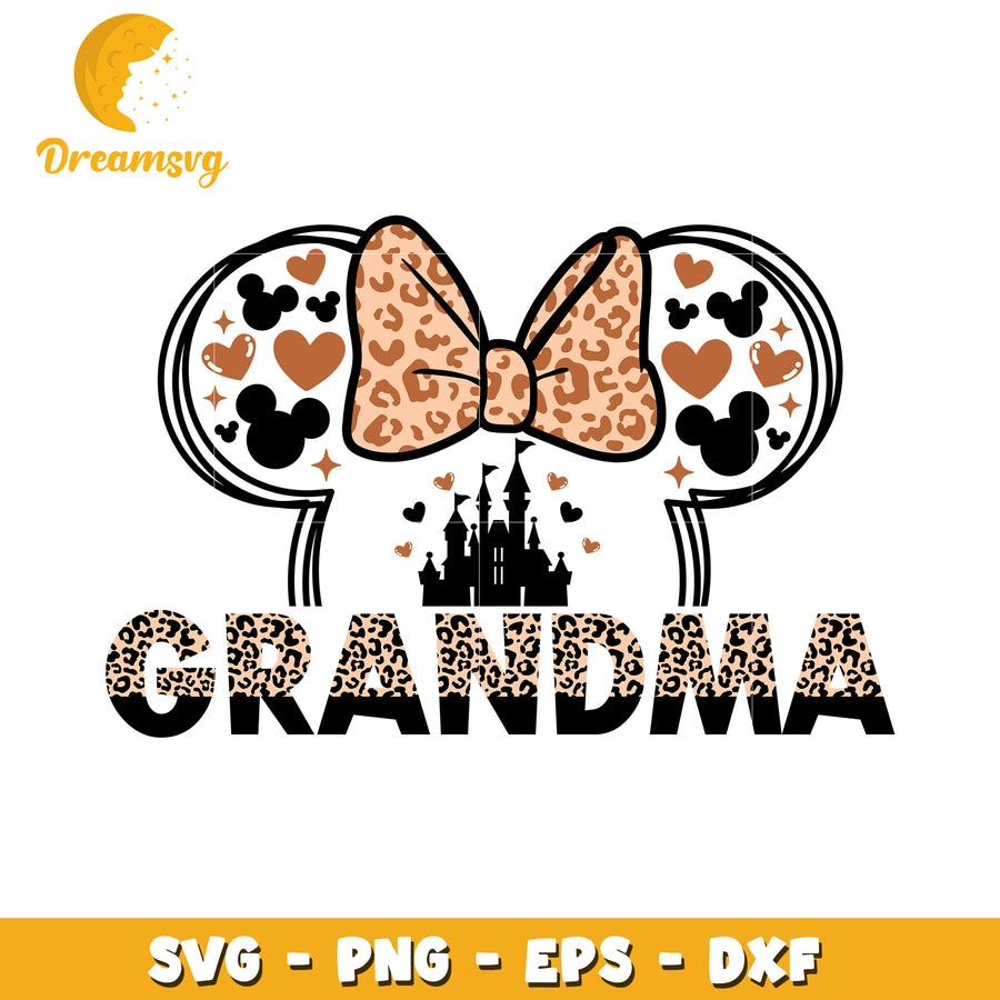 Grandma Leopard Minnie Ears SVG Cut File