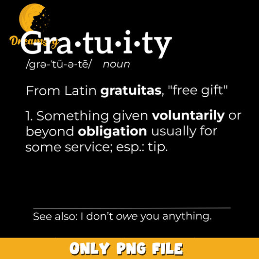 Gratuity Definition Funny Waiter Server Tip PNG, Sarcastic, Quote PNG
