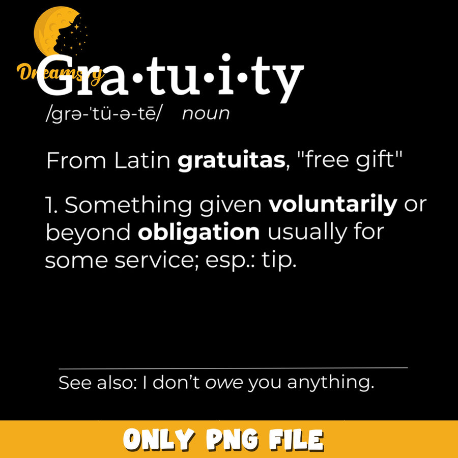 Gratuity Definition Funny Waiter Server Tip PNG, Sarcastic, Quote PNG