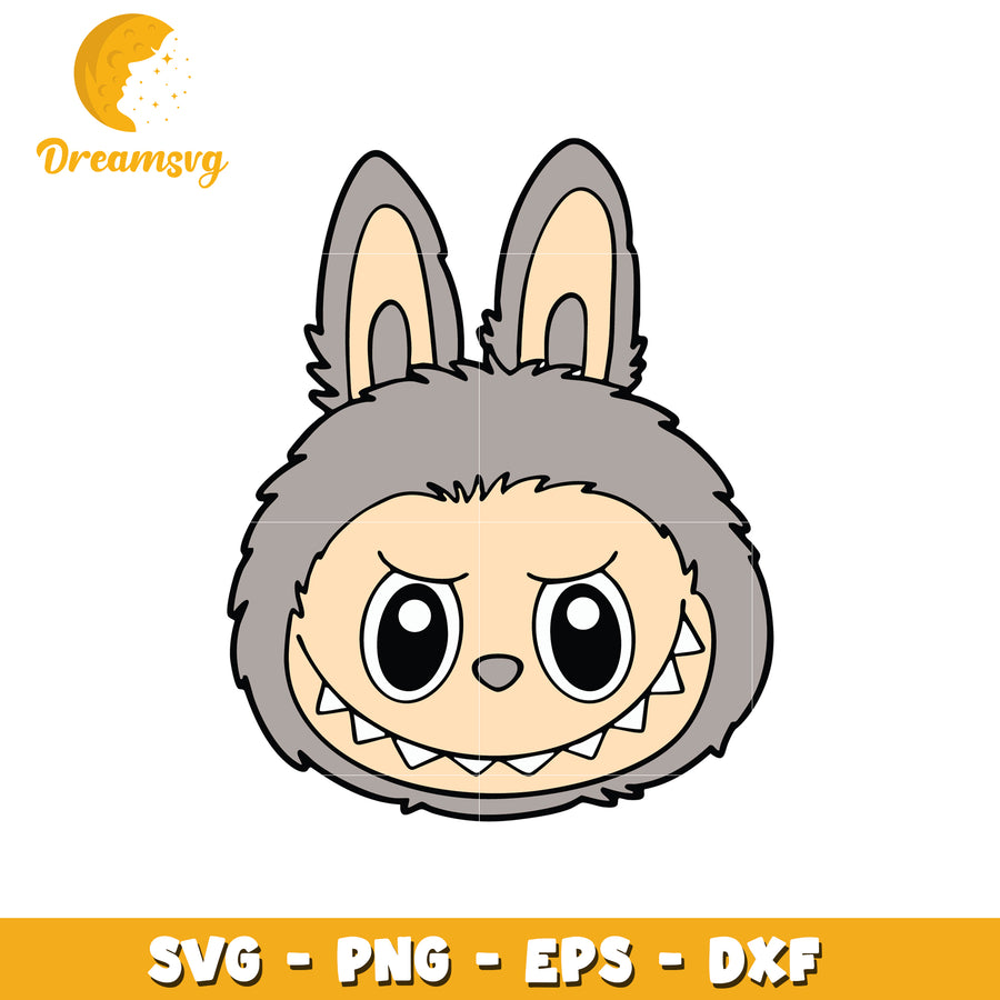 Gray labubu head labubu svg, secret labubu svg, labubu amazon svg