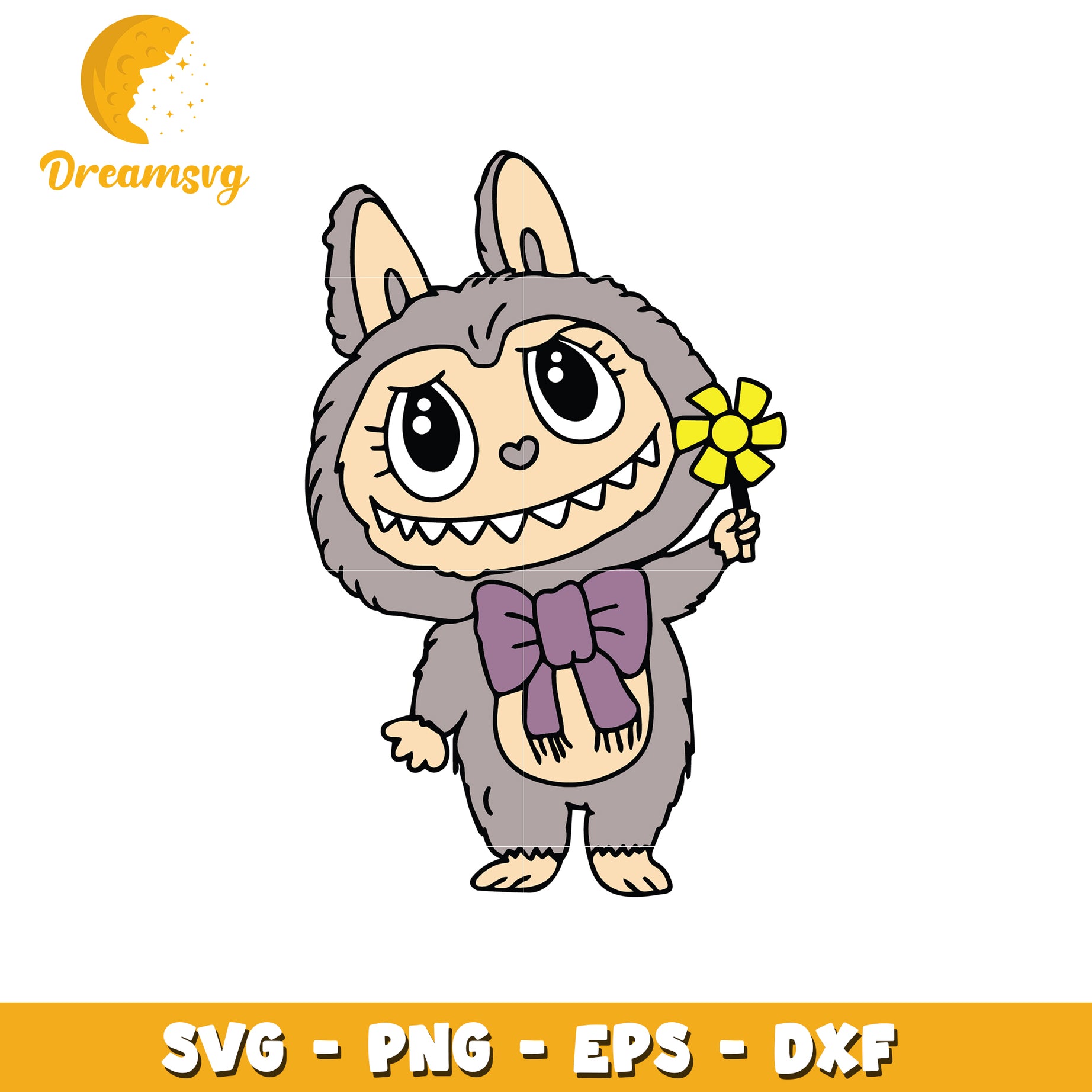 Gray labubu svg, hehe labubu svg, labubu monster​ svg