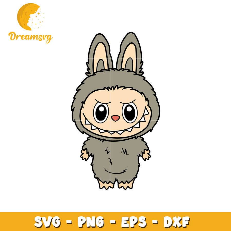 Gray labubu svg, labubu characters svg, labubu outfits svg