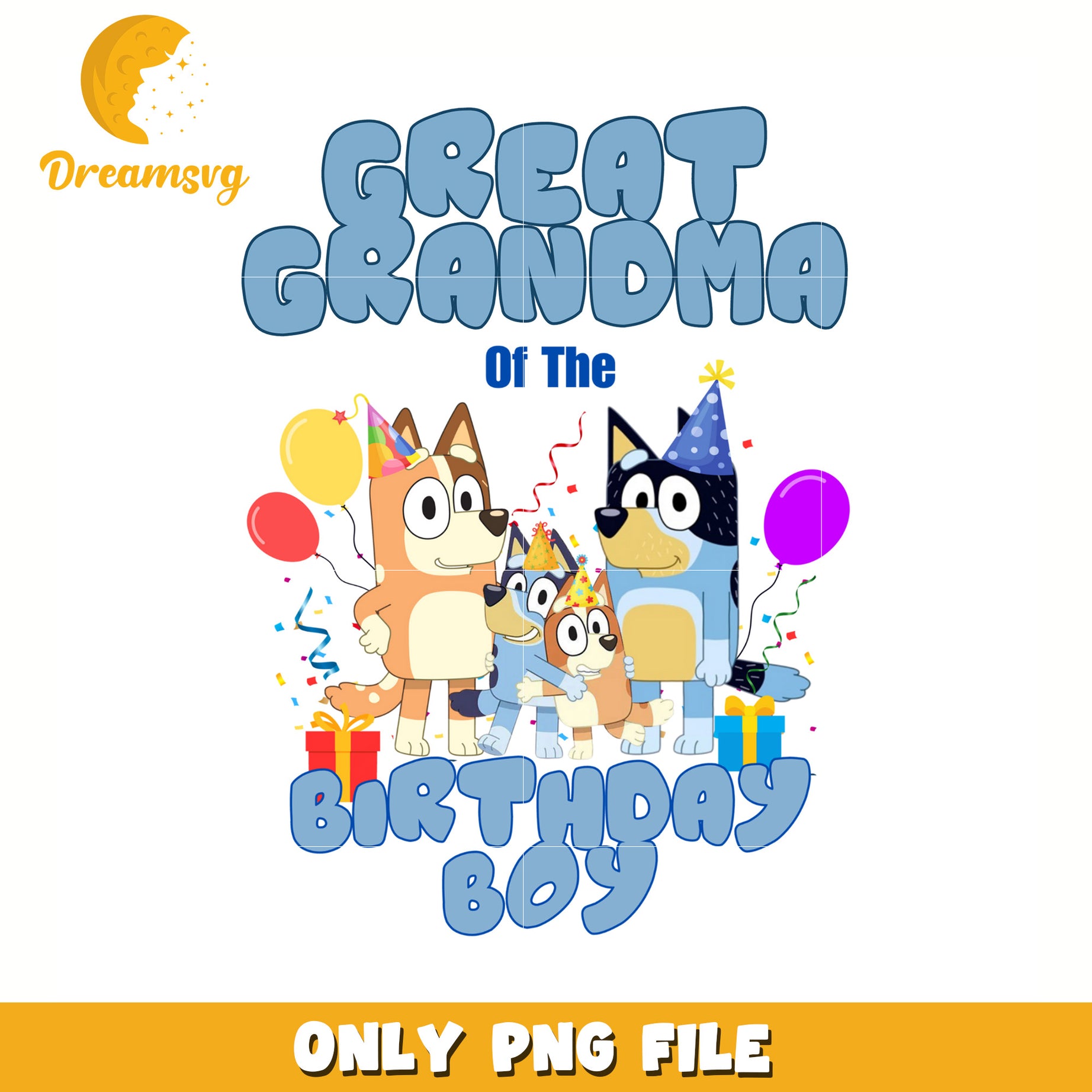 Great grandma of the birthday boy png, bluey characters png, bluey toys png