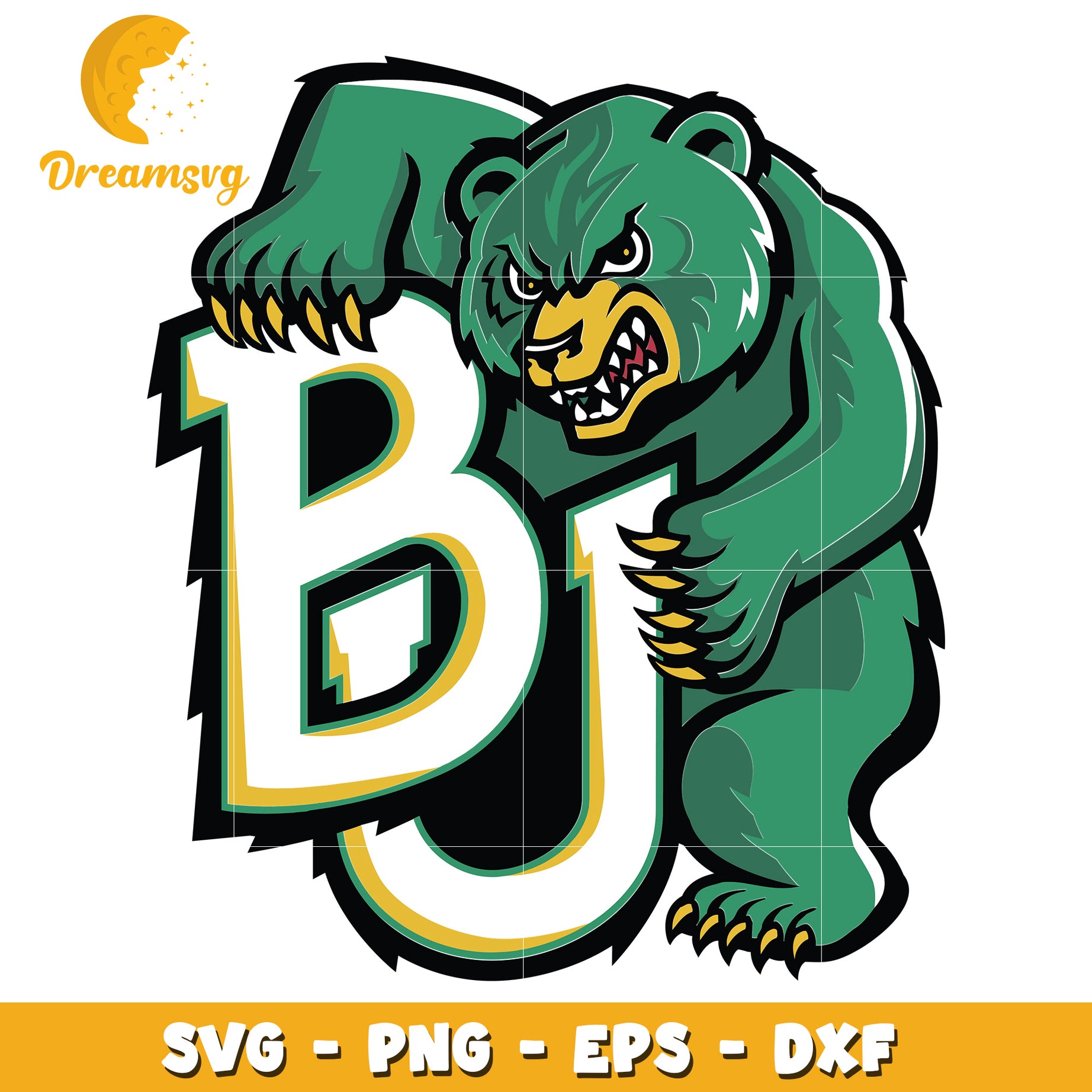 Green Bear Mascot BJ Logo SVG PNG EPS DXF