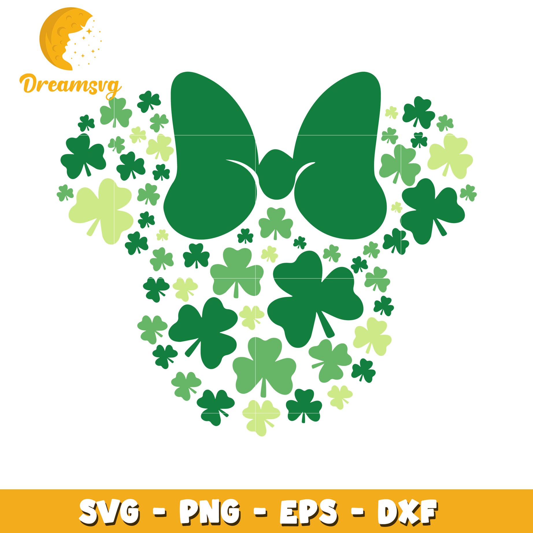 Green Bow Heart with Shamrocks SVG for St Patrick Day Crafts