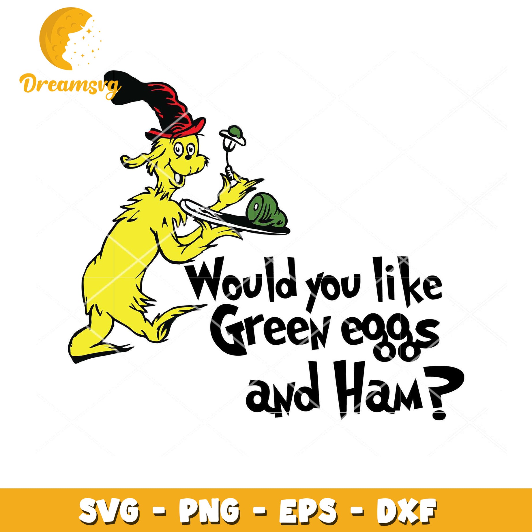 Green Eggs and Ham Fun SVG for Instant Download Kids Art Design