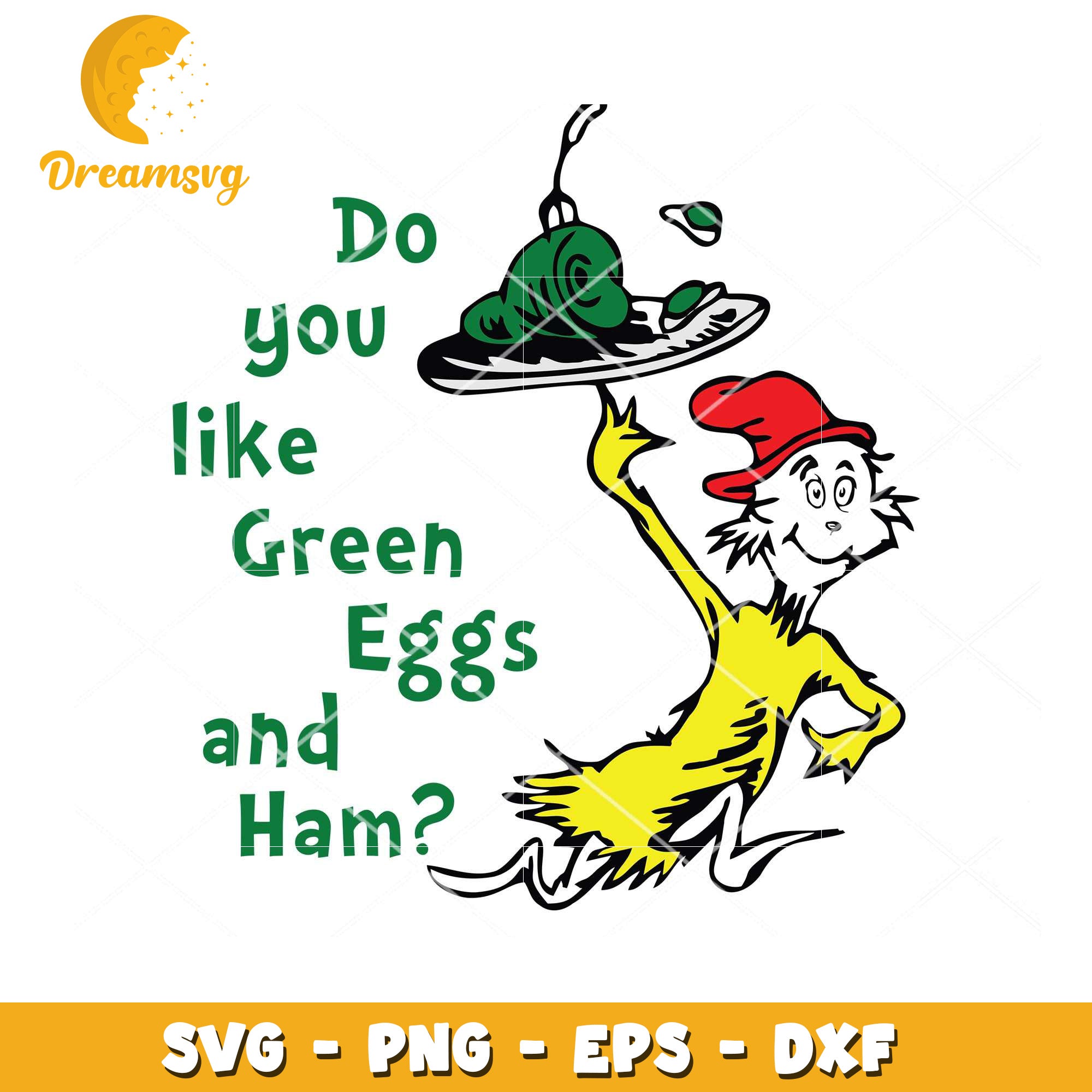 Green Eggs and Ham SVG Design for Fun Instant Download Art