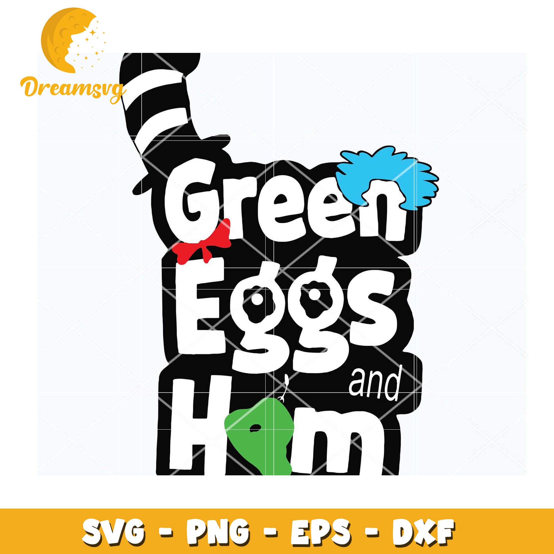 Green Eggs and Ham SVG Design for Instant Download Crafts
