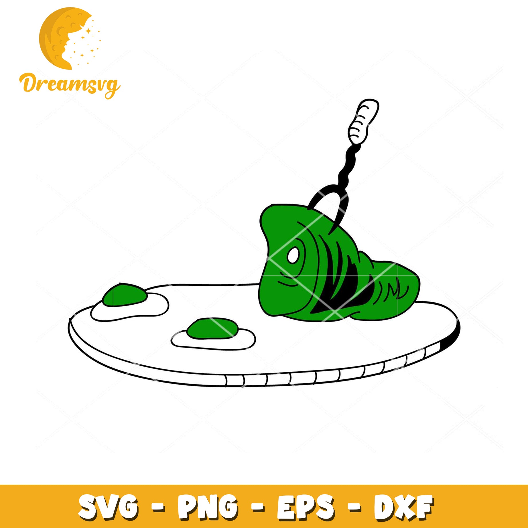 Green Fish Fried Eggs SVG Cut File