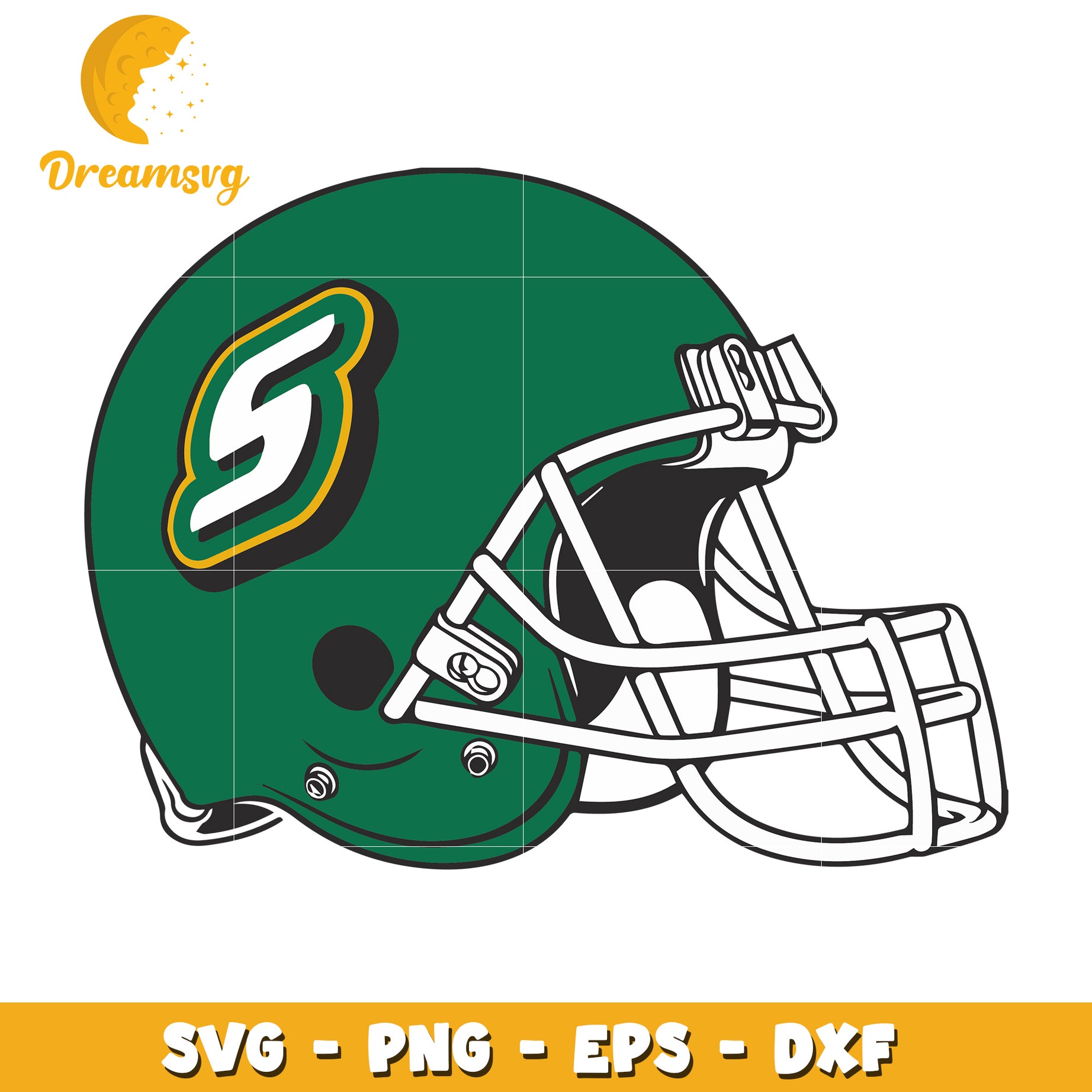 Green Football Helmet SVG Vector Design for DIY Projects