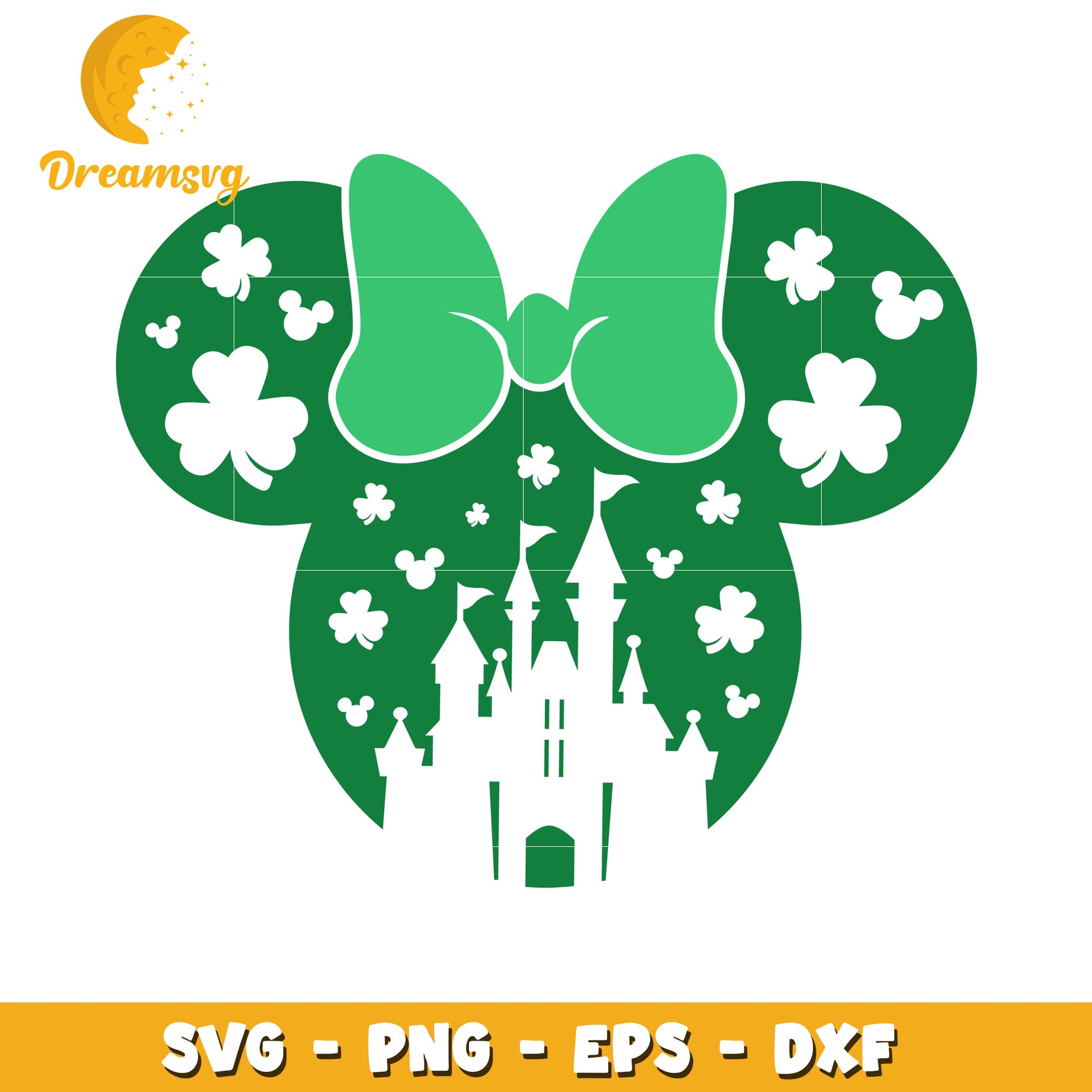 Green Mickey Mouse Castle SVG St Patricks Day Clipart Design