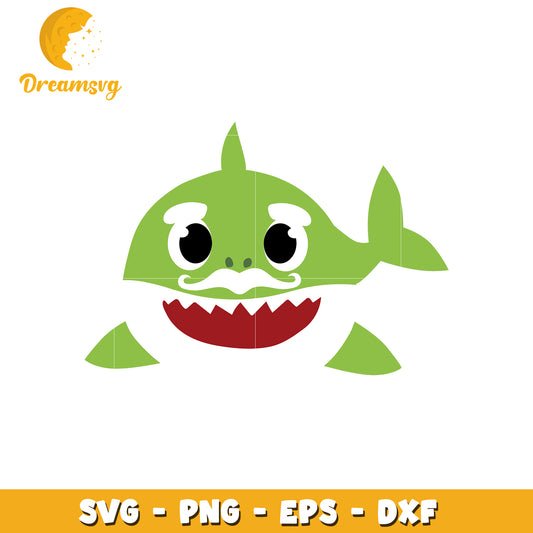Green Mustache Baby Shark SVG PNG EPS DXF
