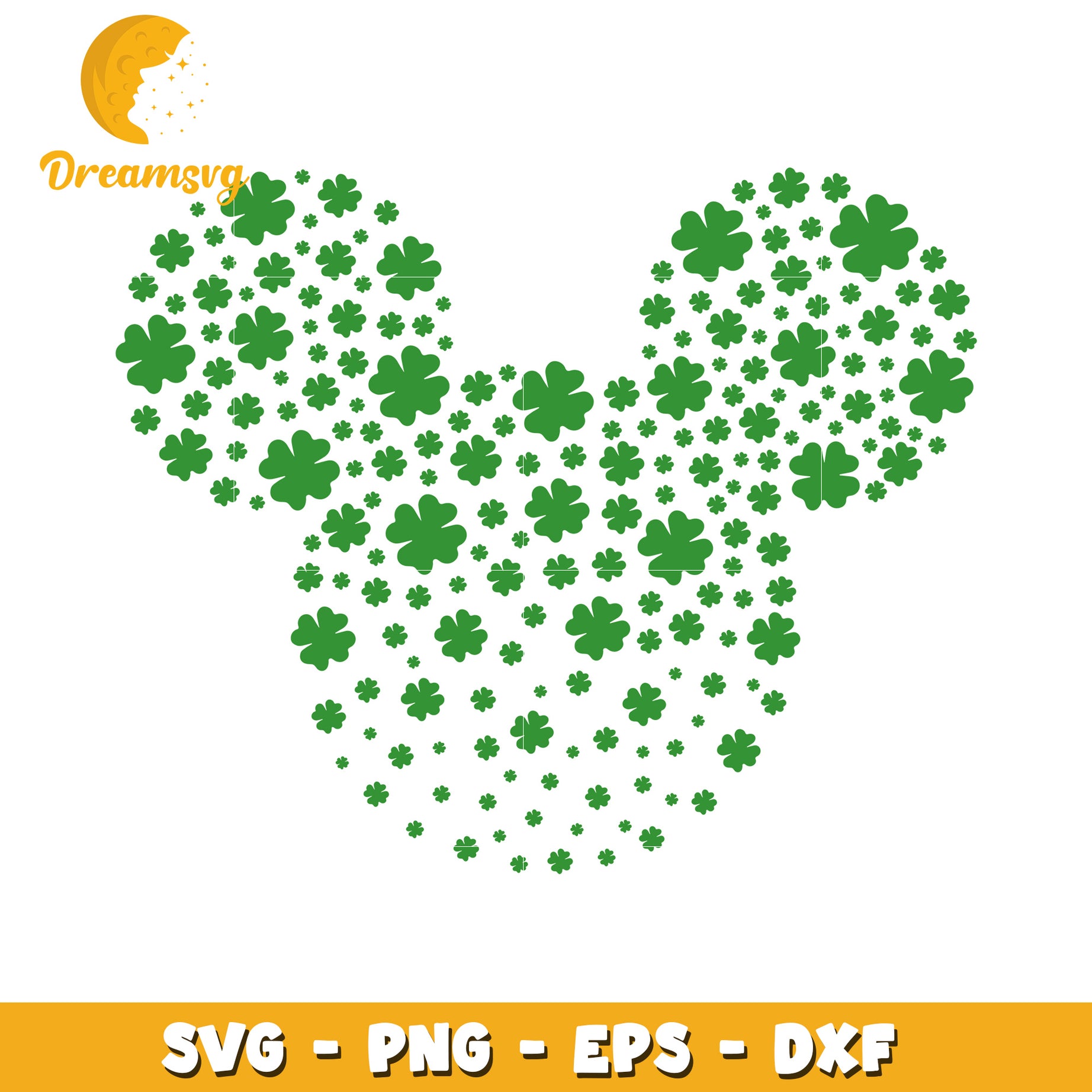 Green Shamrock Mickey Mouse SVG for St Patricks Day Decor and Crafts