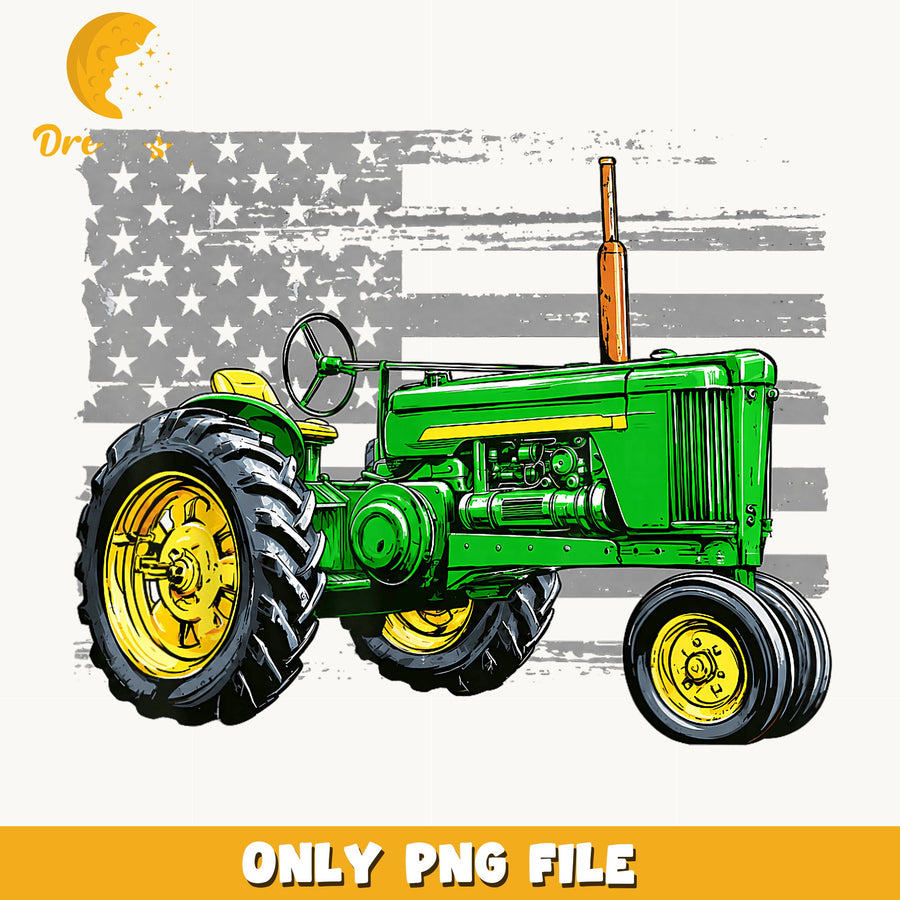 Green Tractor American Flag PNG, Patriotic Farm Design, Farmer PNG