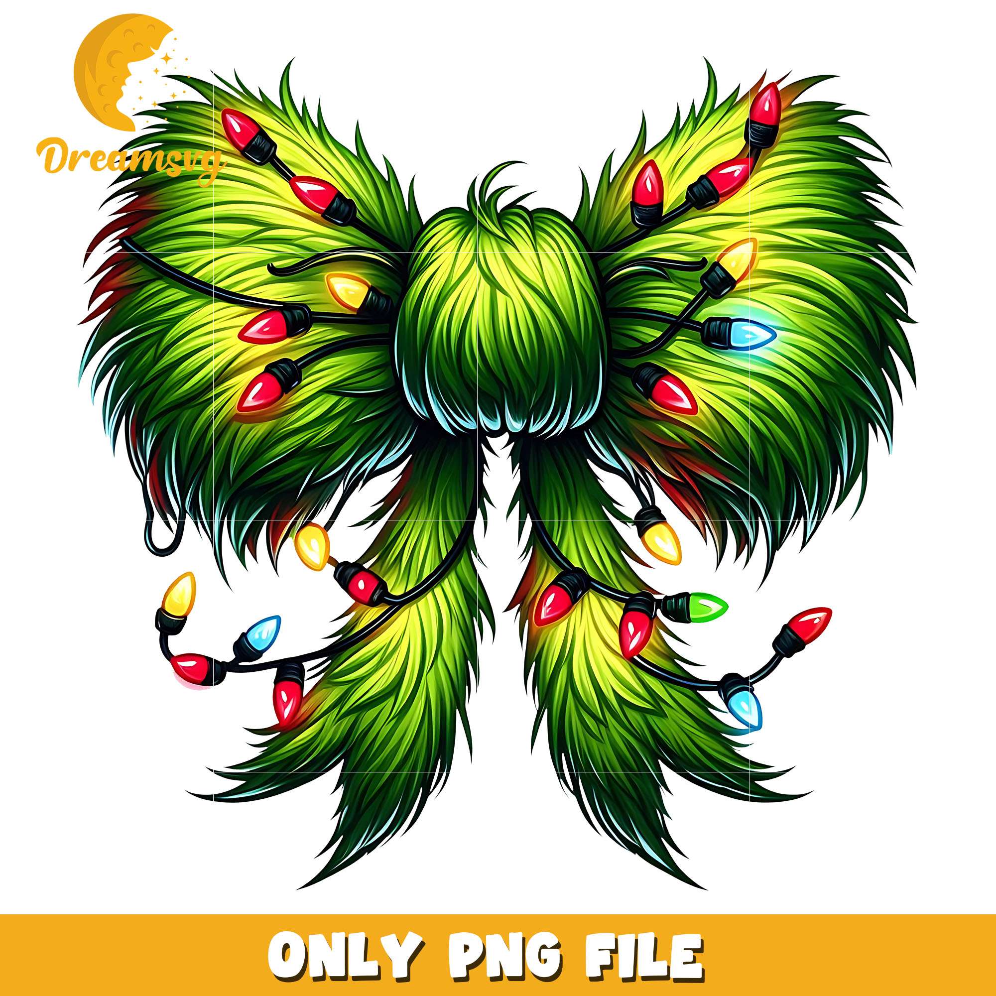 Green bow and light png, grinch png, christmas png