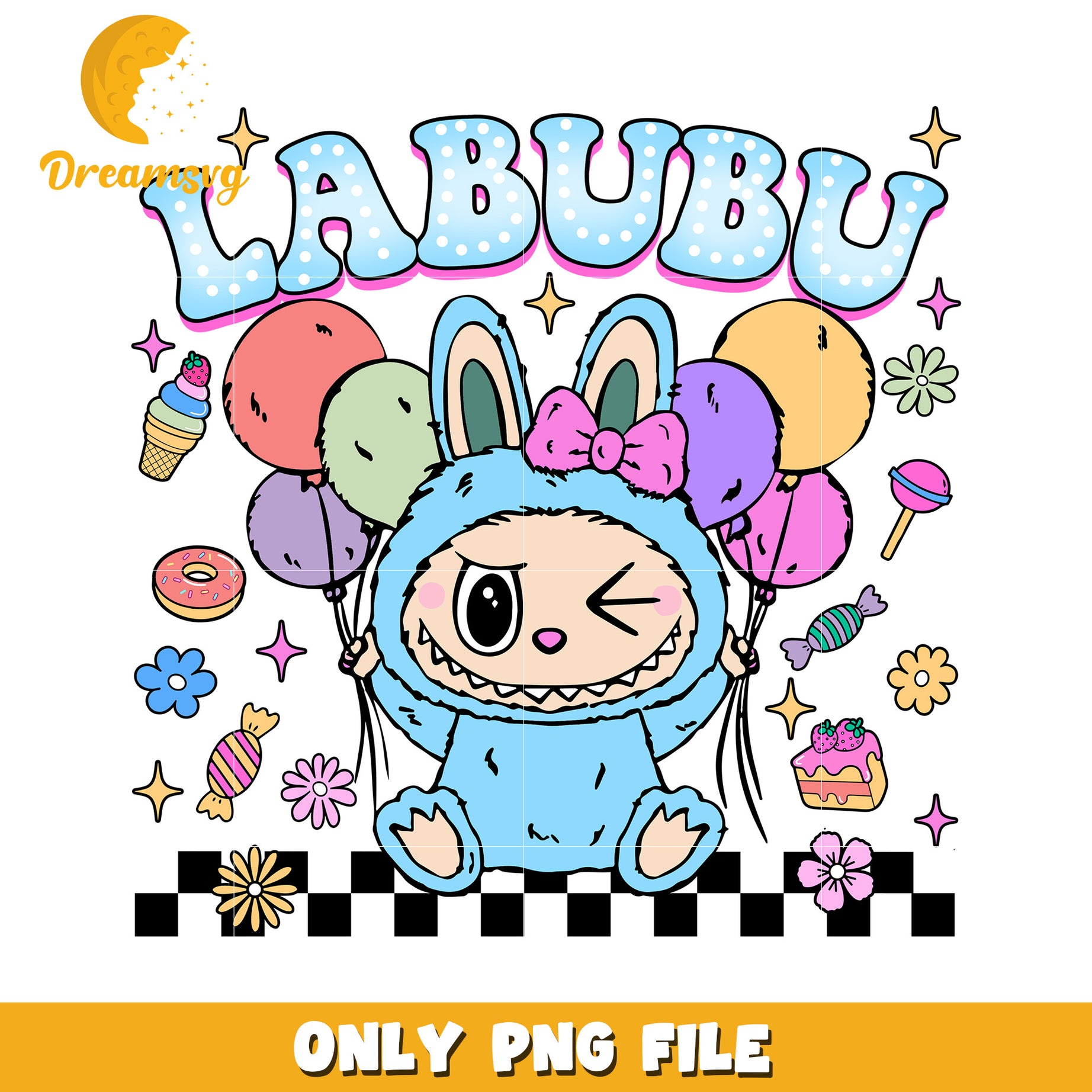 Green labubu and balloon png, cute labubu​ png, labubu cartoon​ png