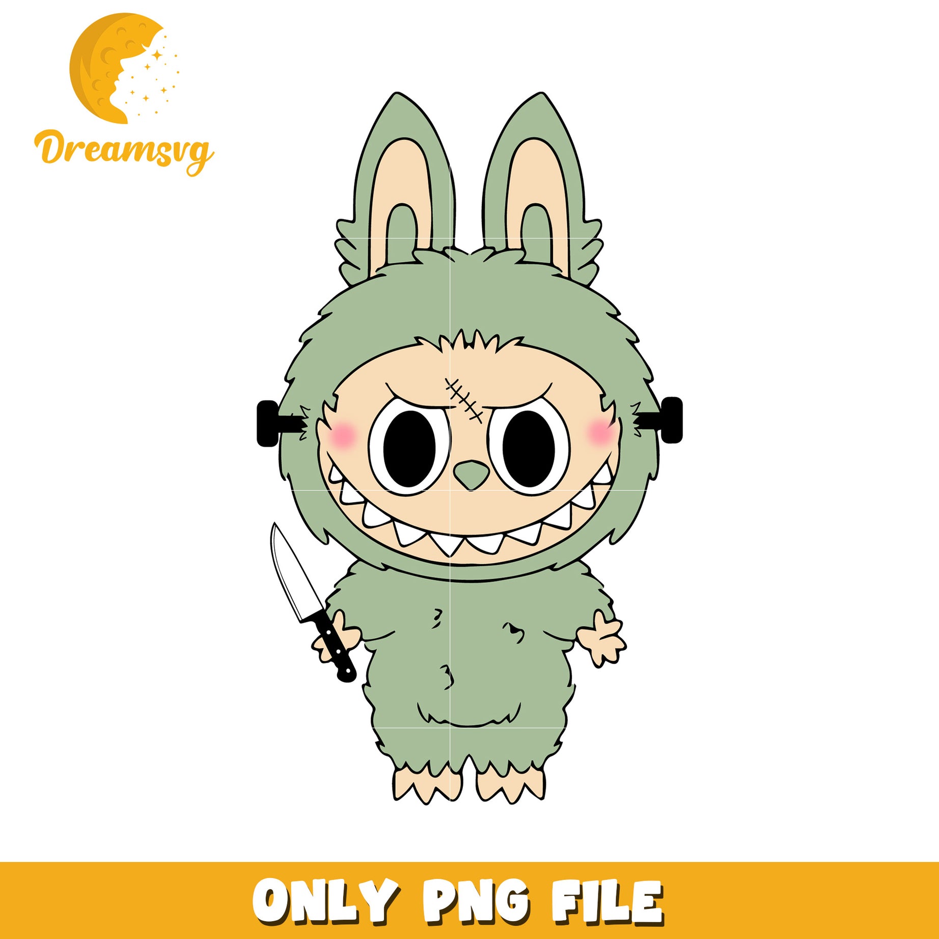 Green labubu design png, halloween labubu png, halloween pumpkin png