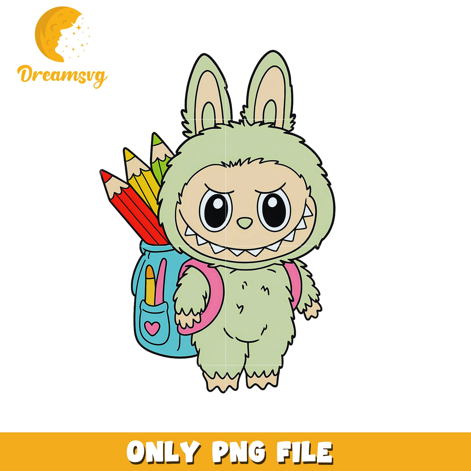 Green labubu go to school png, labubu characters​ png, labubu wallpaper png