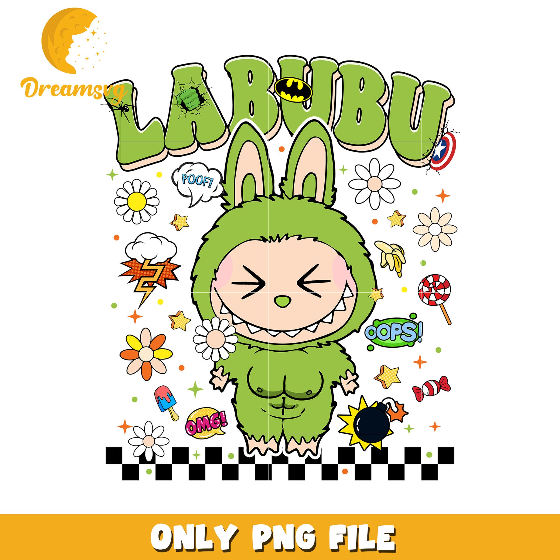 Green labubu png, popmart labubu png, cute labubu png