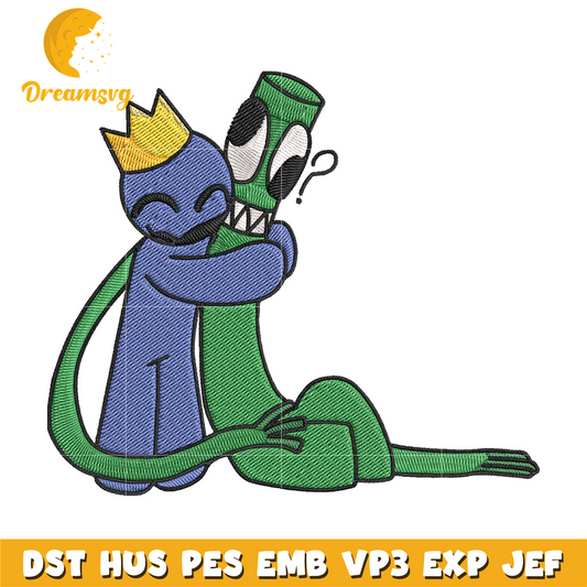 Green x blue Rainbow Embroidery Design
