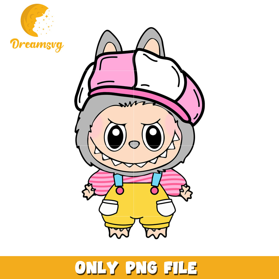 Grey artist labubu png, cute labubu​ png, labubu cartoon​ png