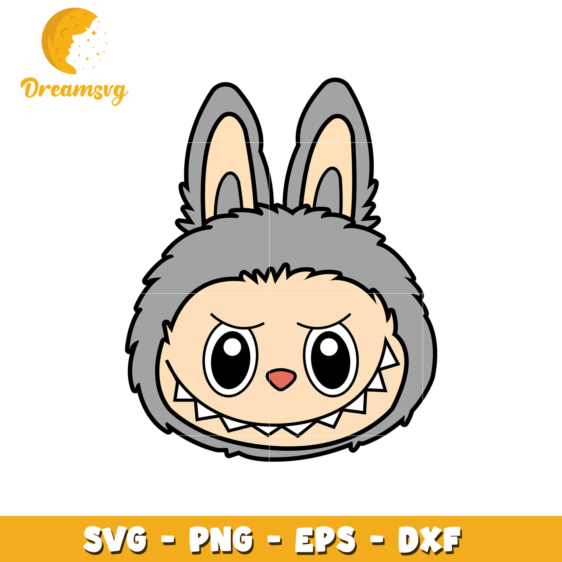 Grey labubu head svg, popmart labubu svg, labubu dolls svg