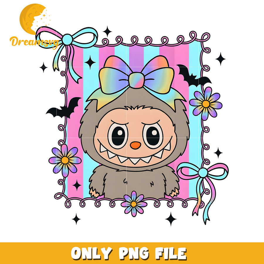 Grey labubu picture frame png, funny labubu png, labubu cartoons png