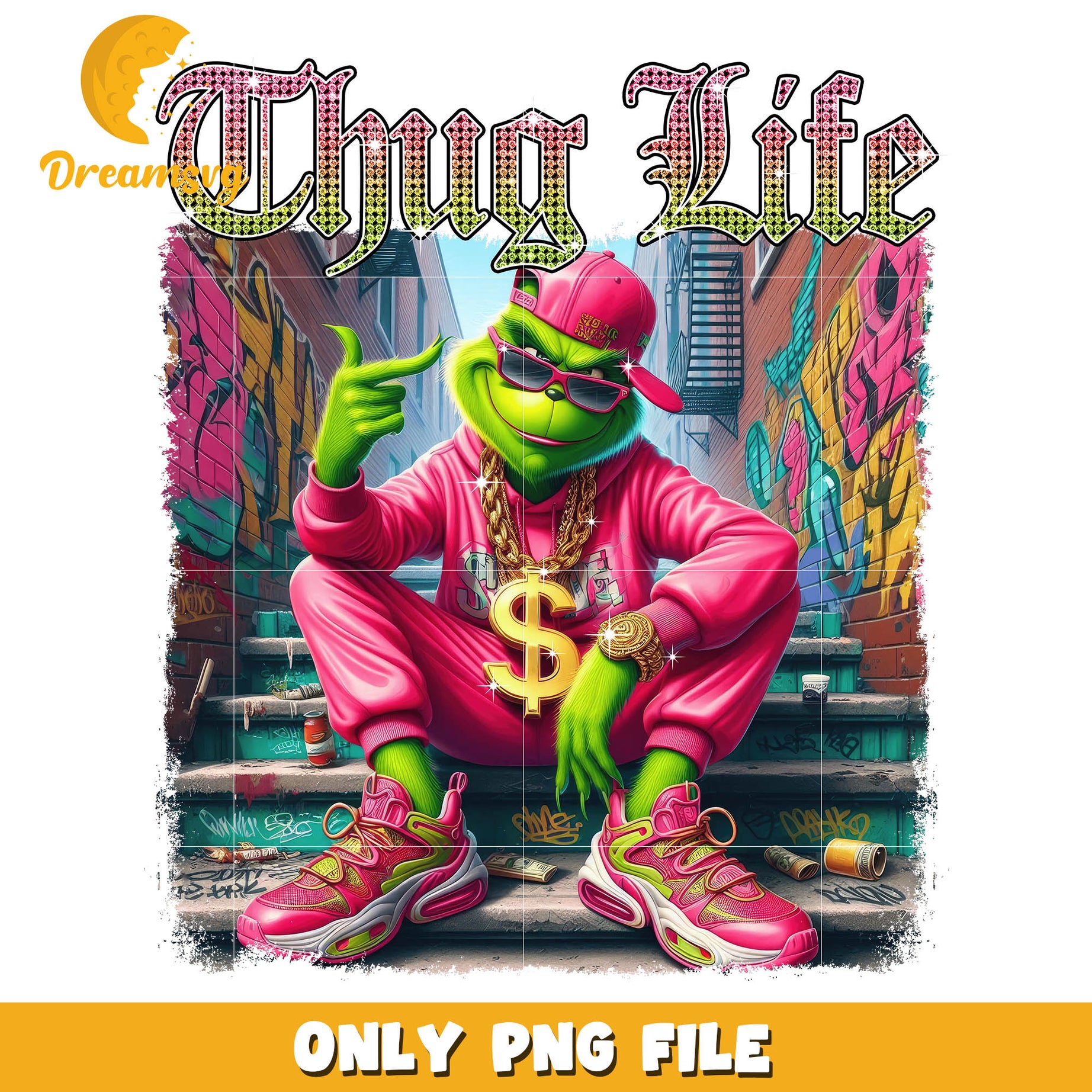 Grich pink thug life png, pink grinch​ png, grinch pink​ png