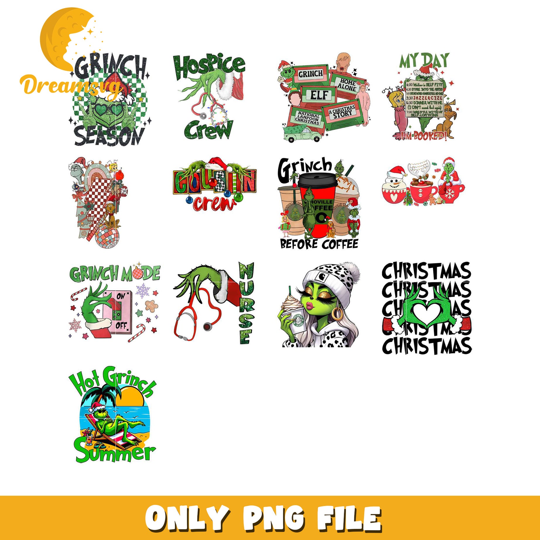 Grinch-Themed PNG Bundle for Holiday Fun and Decor