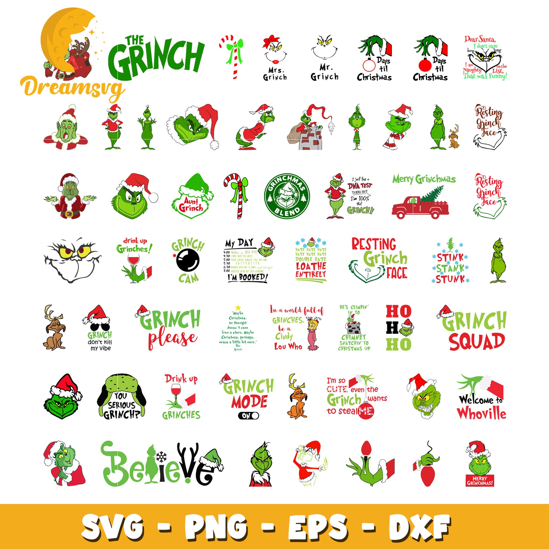 Grinch welcome to whoville christmas bundle svg, grinch face svg