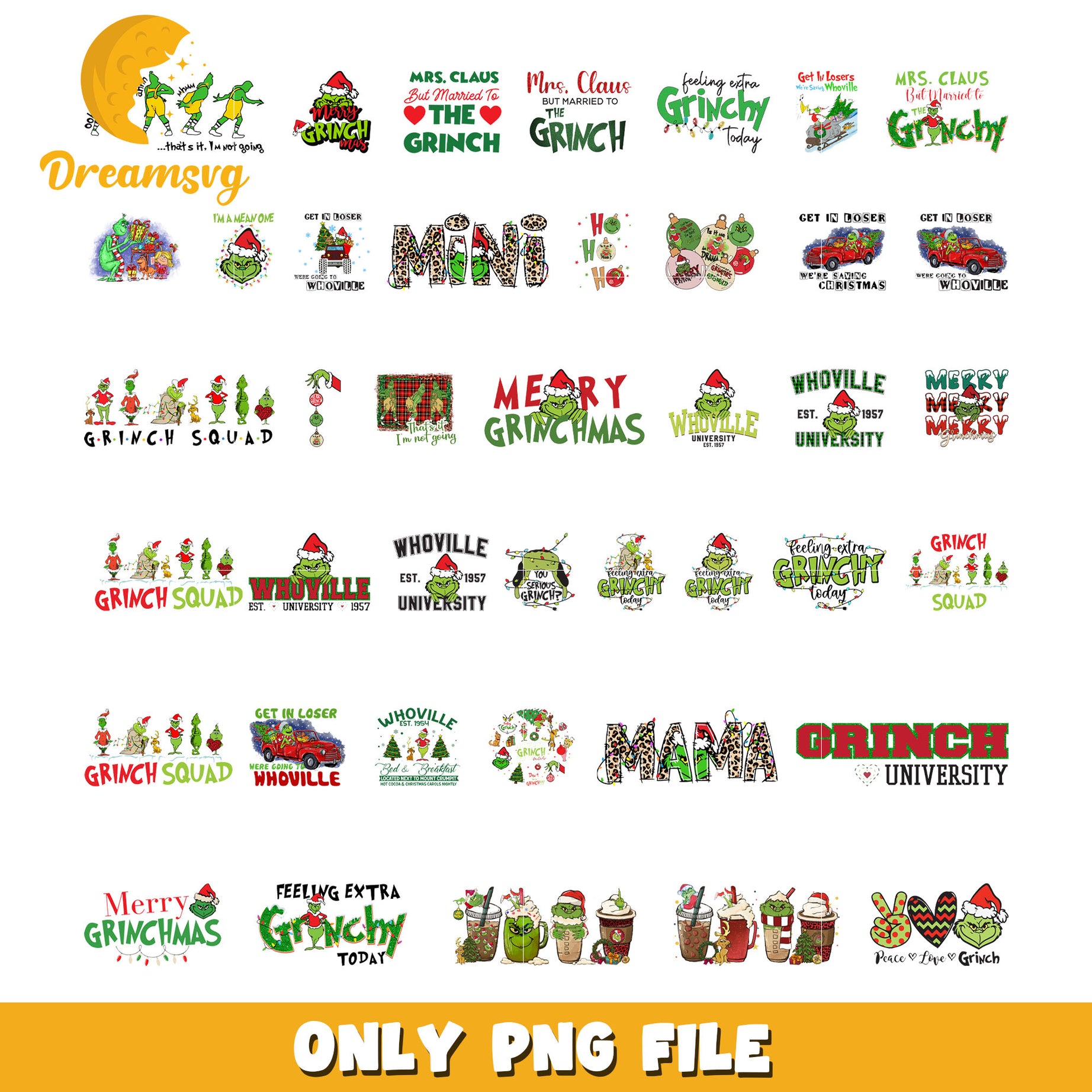 Feeling extra grinchy today bundle png, grinch squad png​