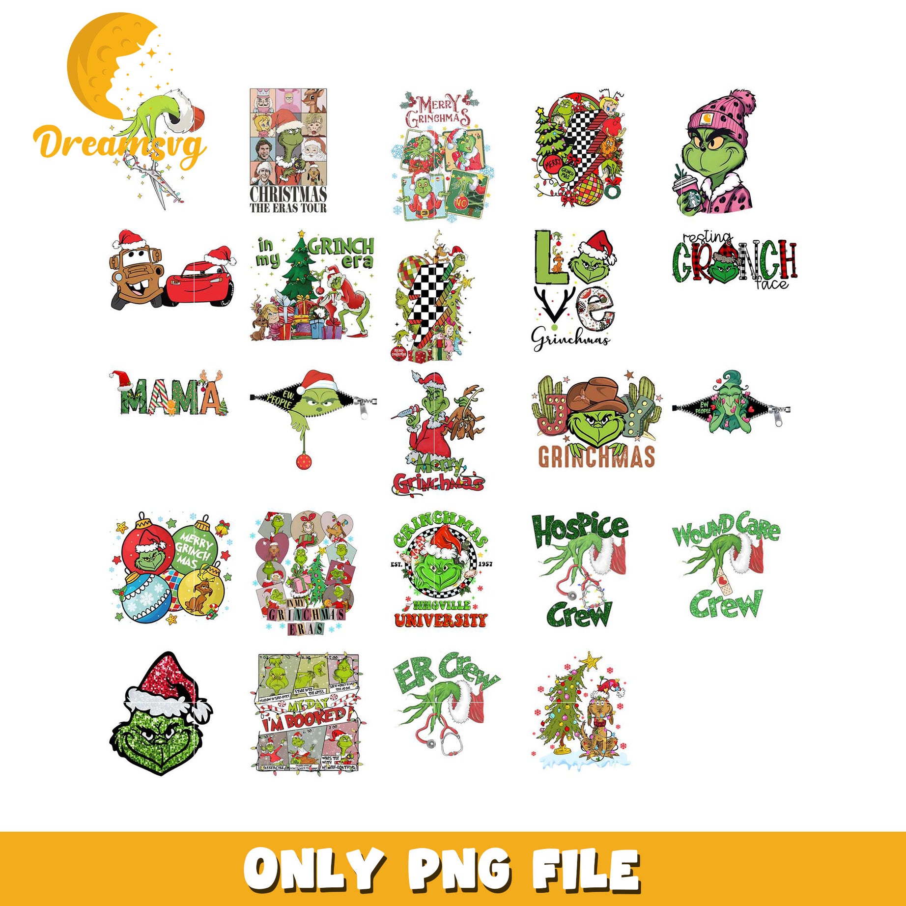 Grinch Christmas Bundle SVG Design PNG for Holiday Crafts