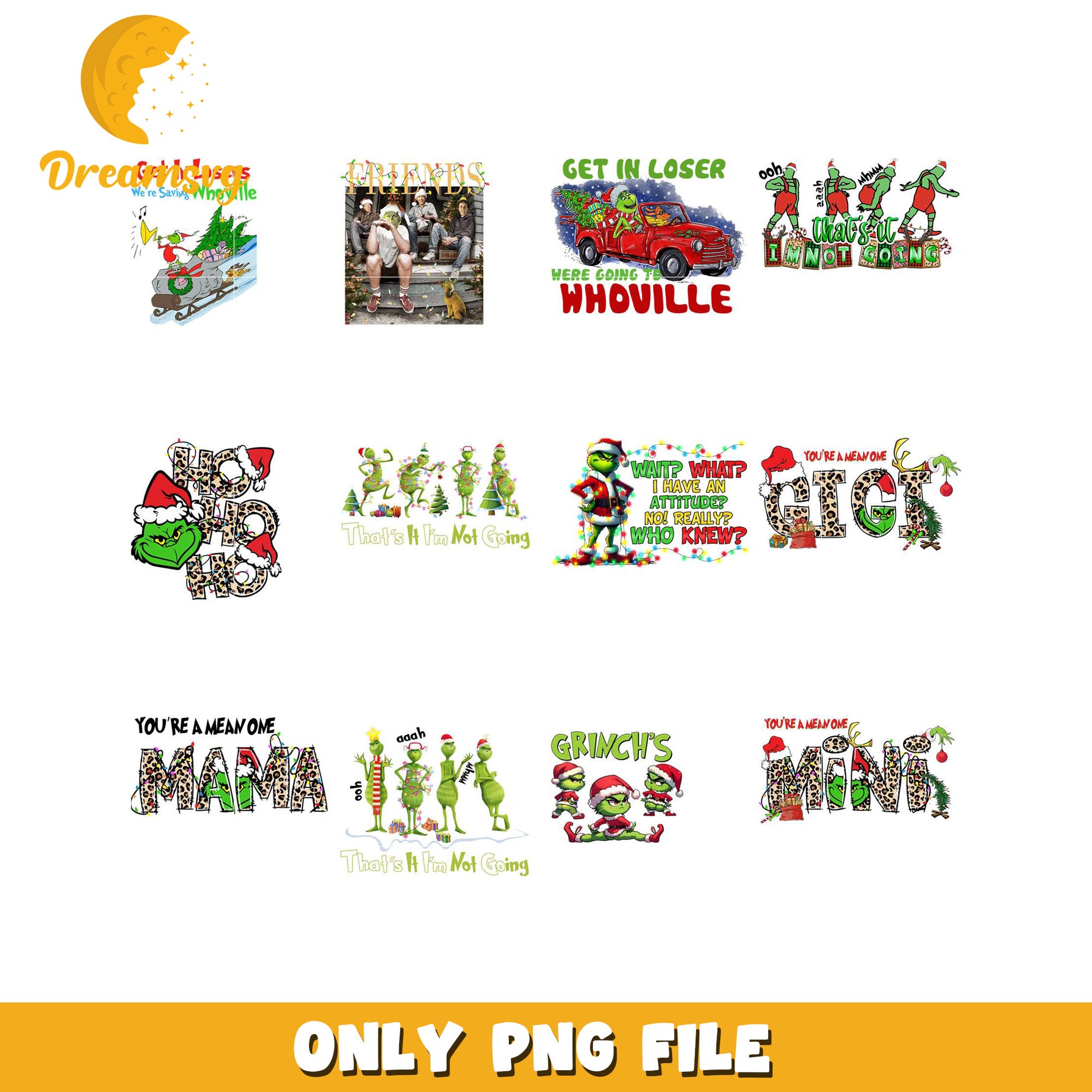 Grinch Christmas PNG Bundle 10 Designs