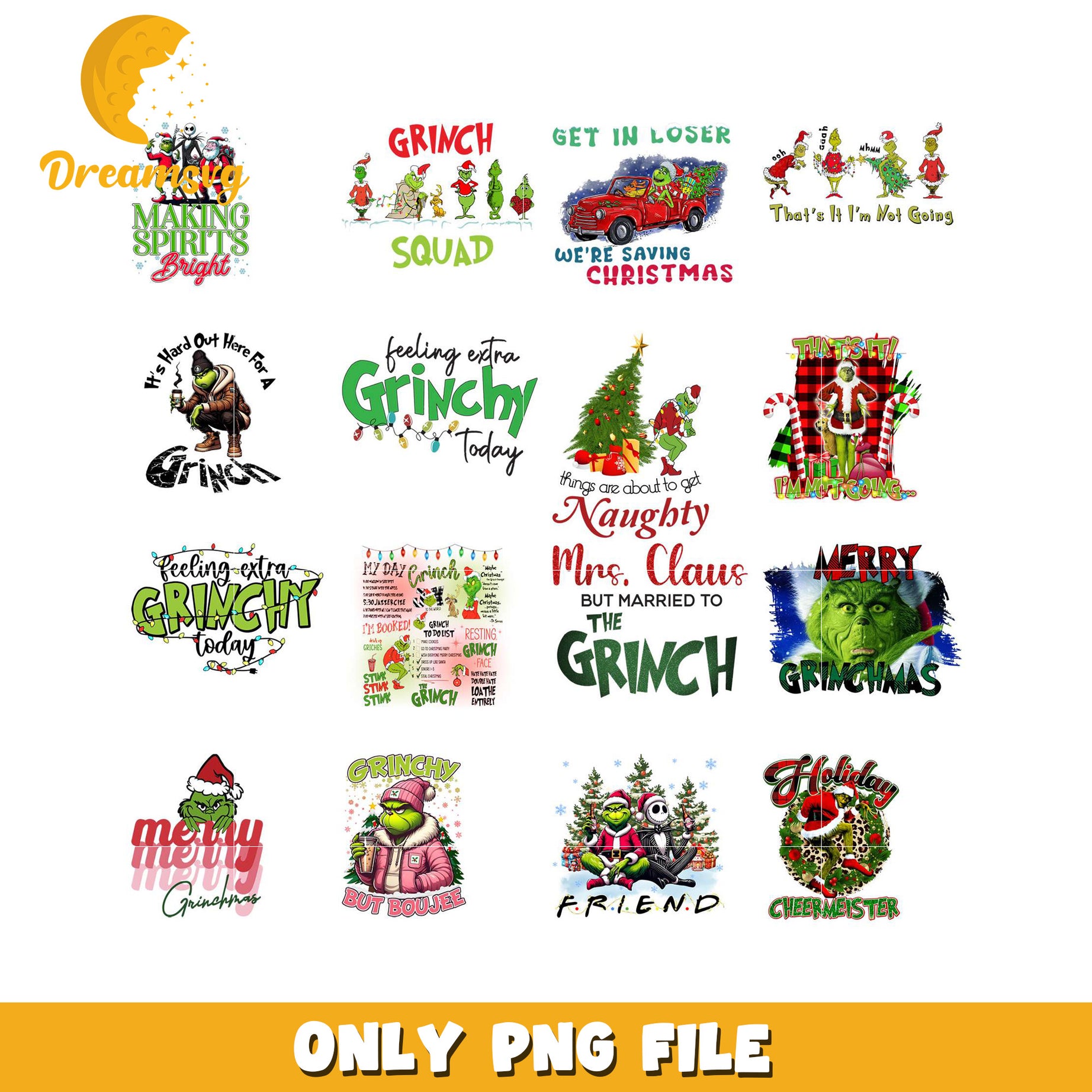 Grinch Christmas PNG Bundle 12 Designs