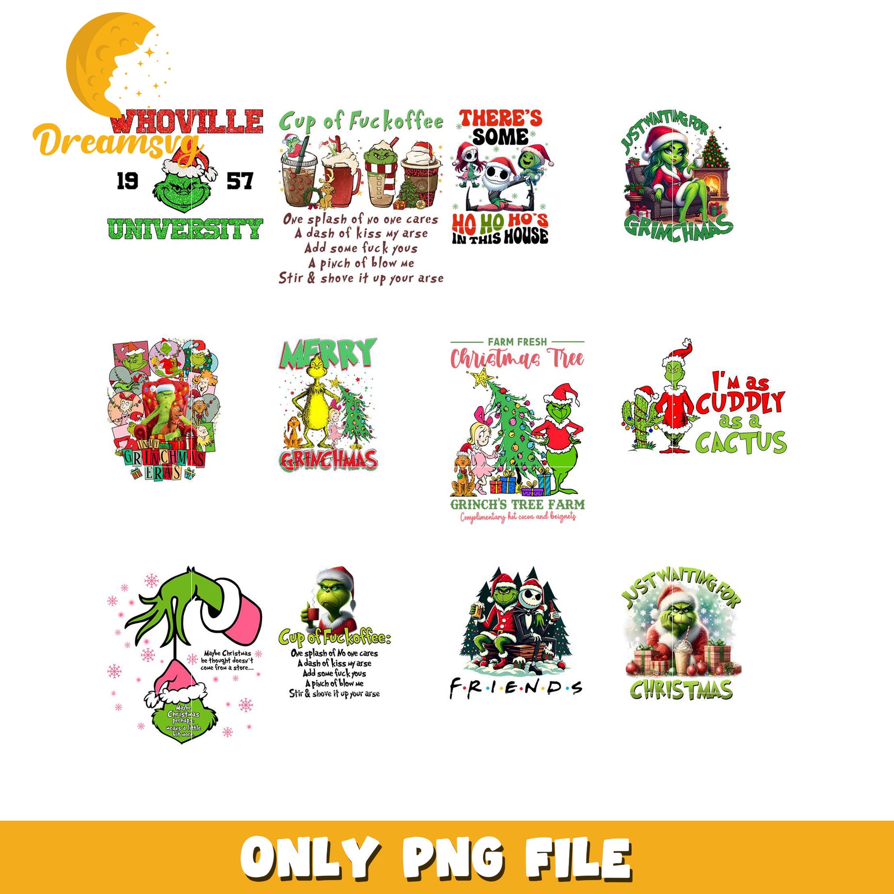 Grinch Christmas PNG Bundle Designs