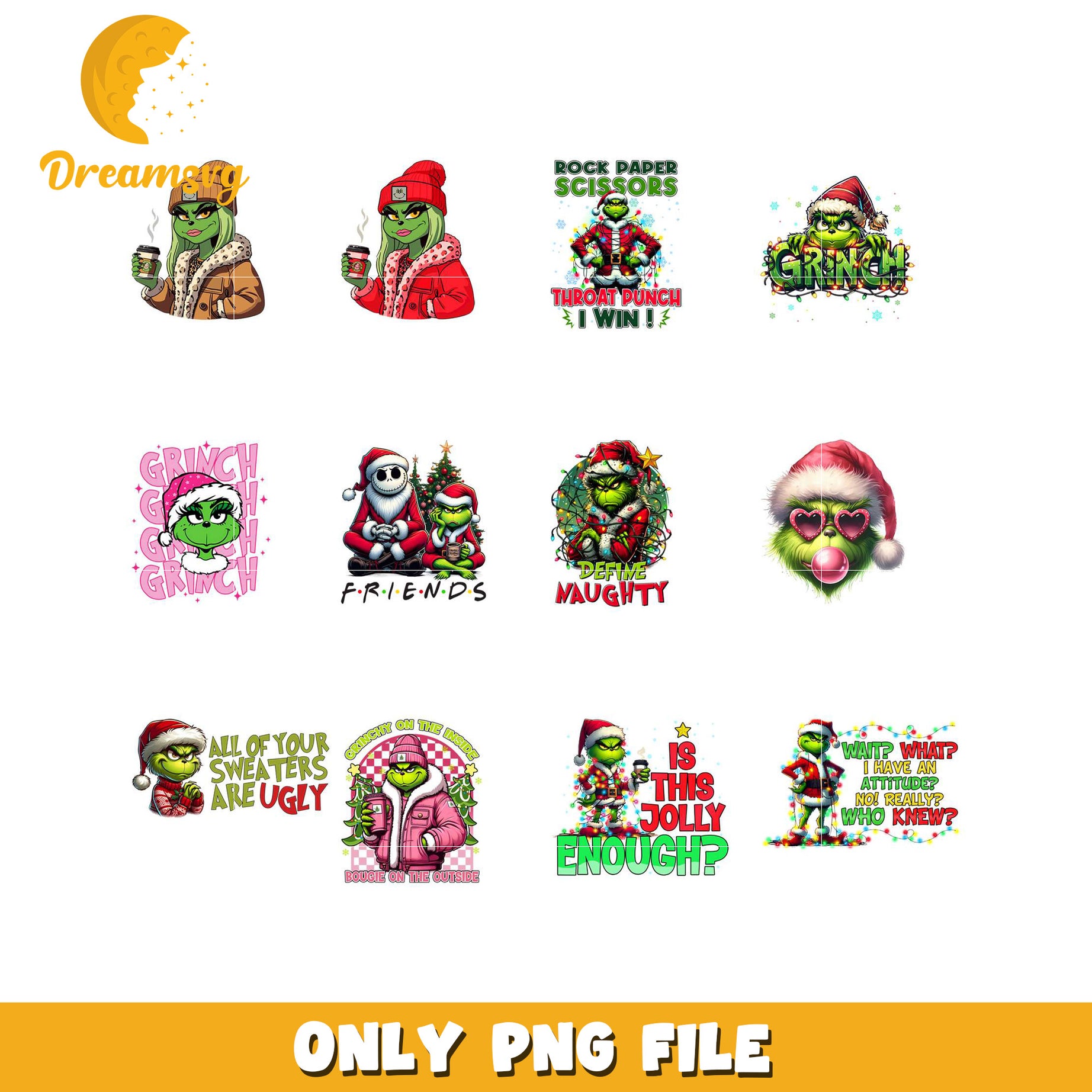 Grinch Christmas PNG Bundle Sublimation Designs