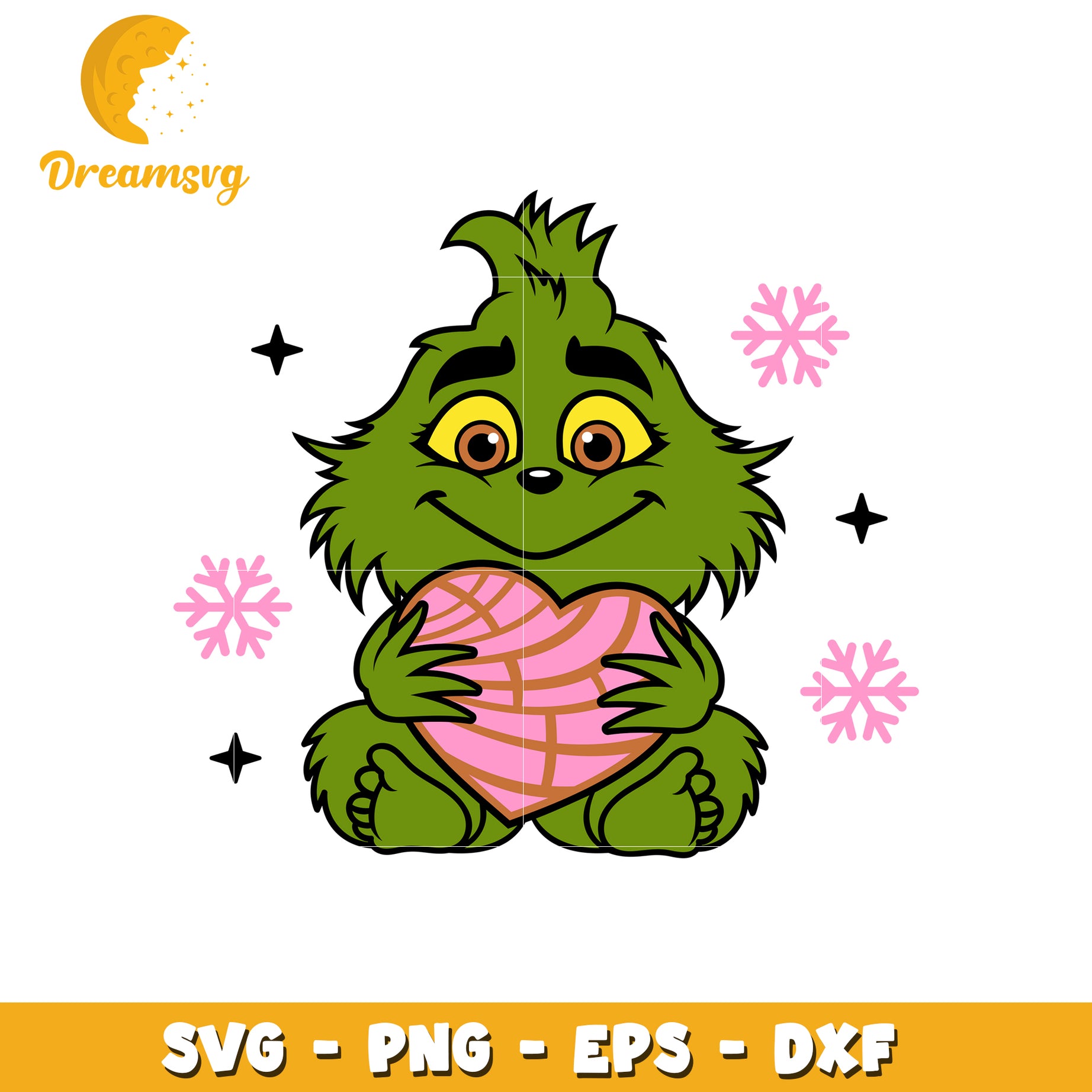 Grinch Holding Heart Pan de Muerto SVG