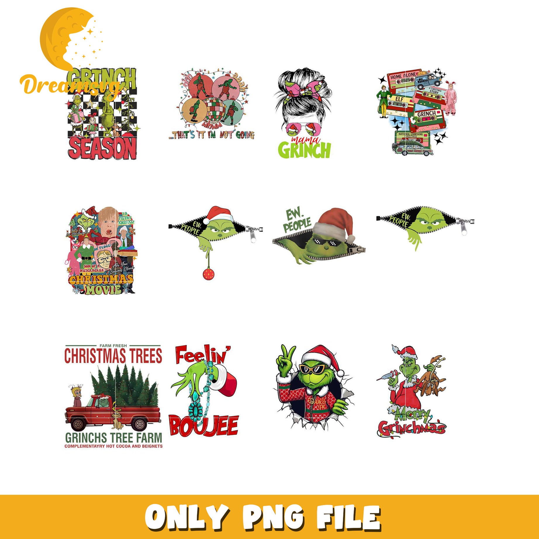 Grinch Holiday Bundle PNG Designs for Christmas Cheer