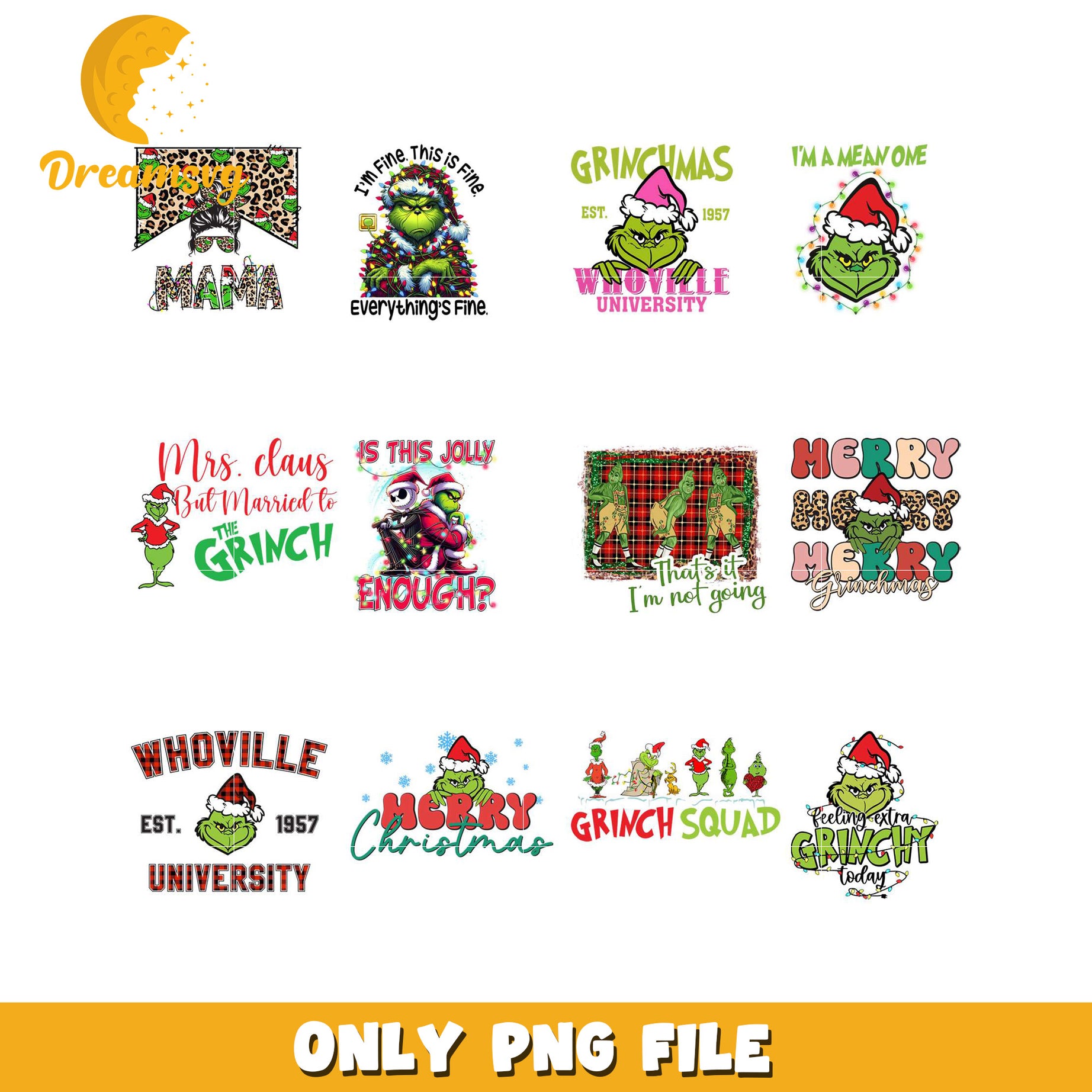 Grinch Holiday Bundle PNG for Creative Projects and Crafts