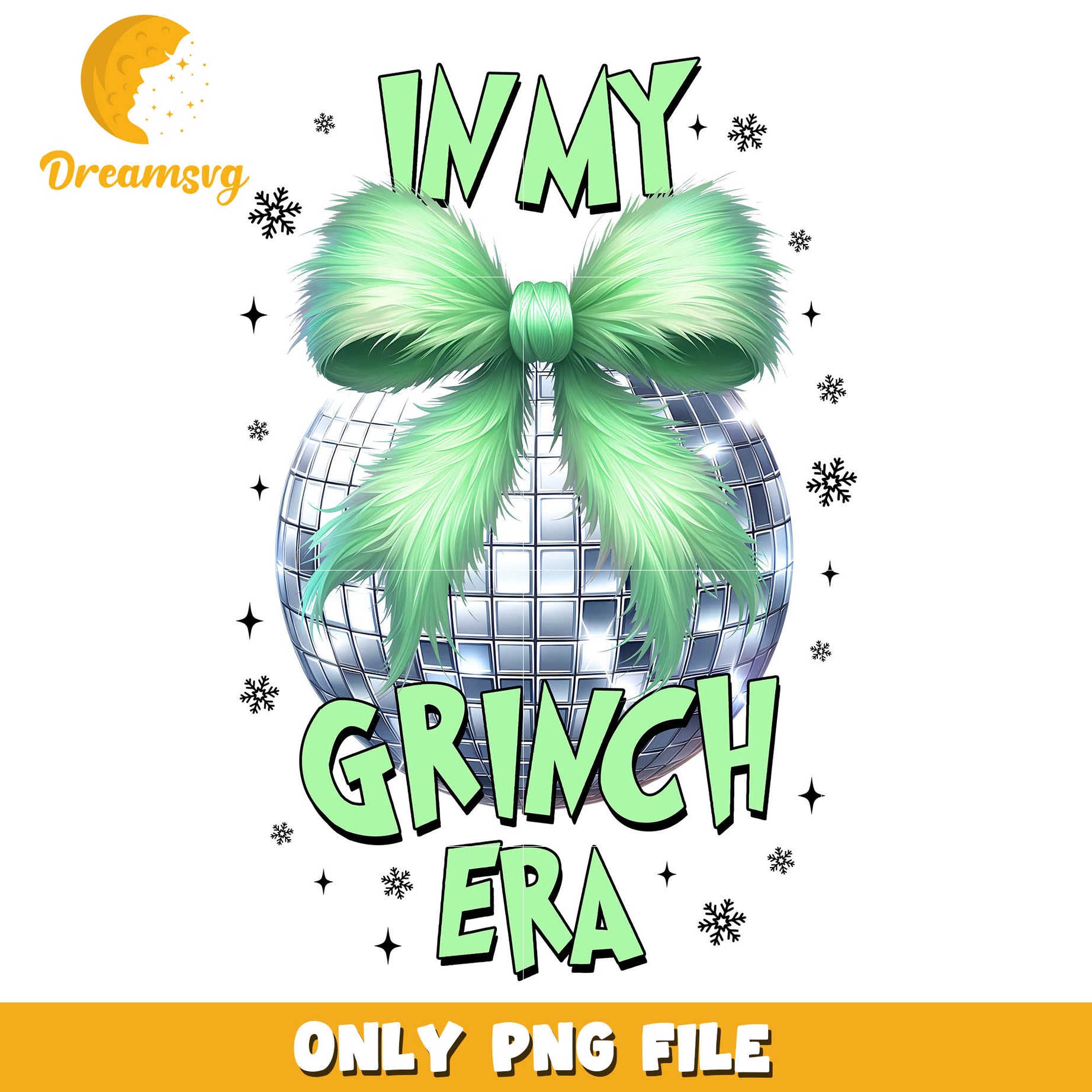 Grinch In my era bling ball png, green christmas tree bows​ png