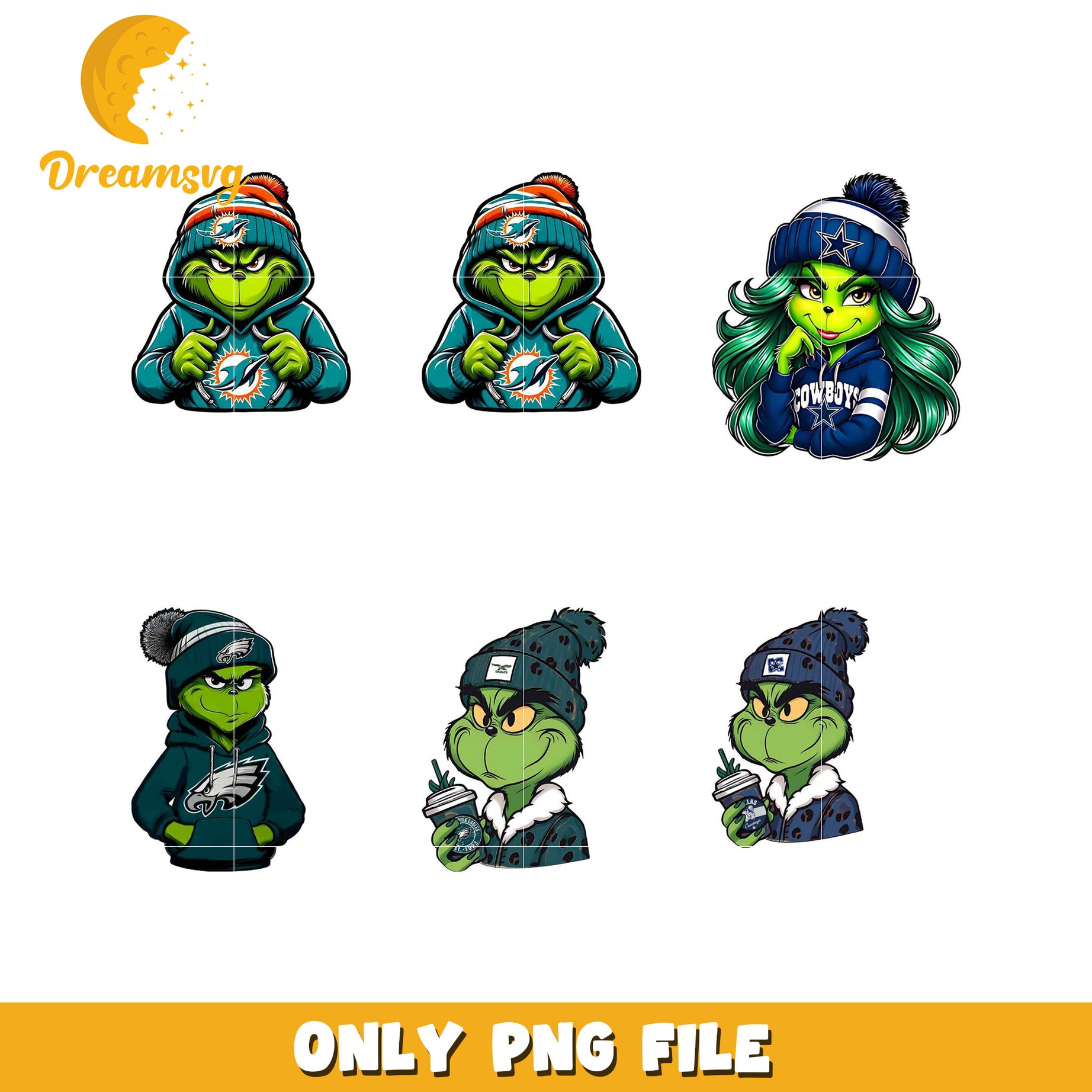 Grinch NFL Team PNG Bundle