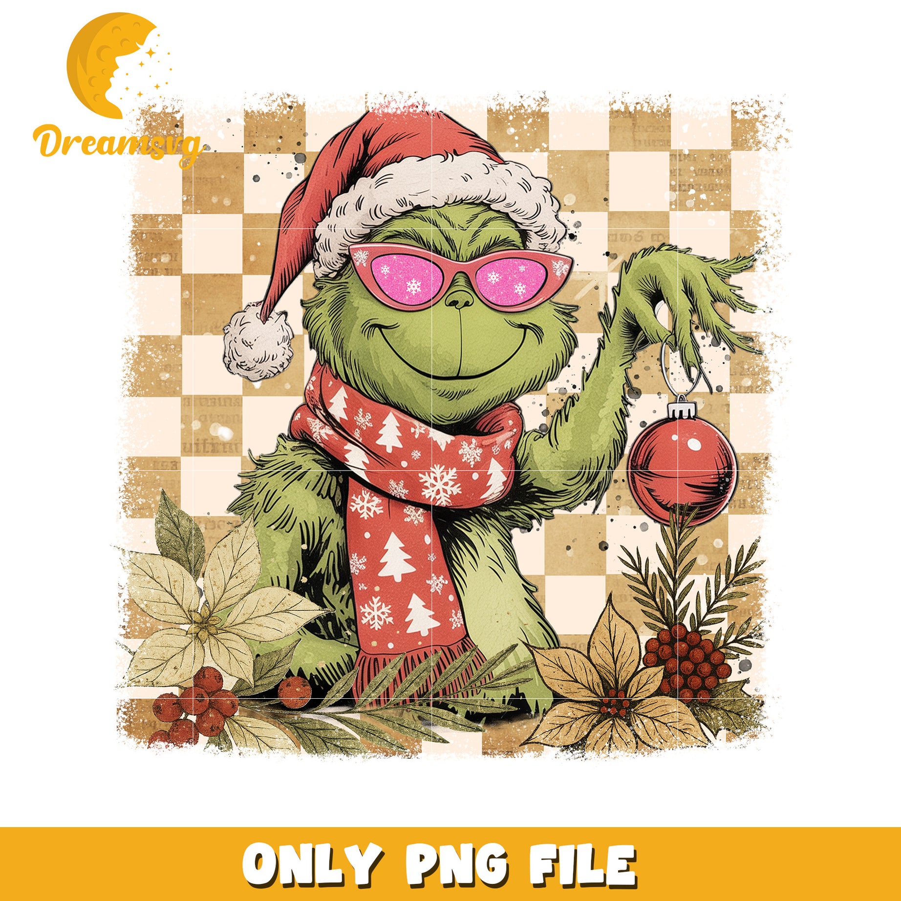 Grinch RETRO png, white christmas​​​ png, cartoon​ png