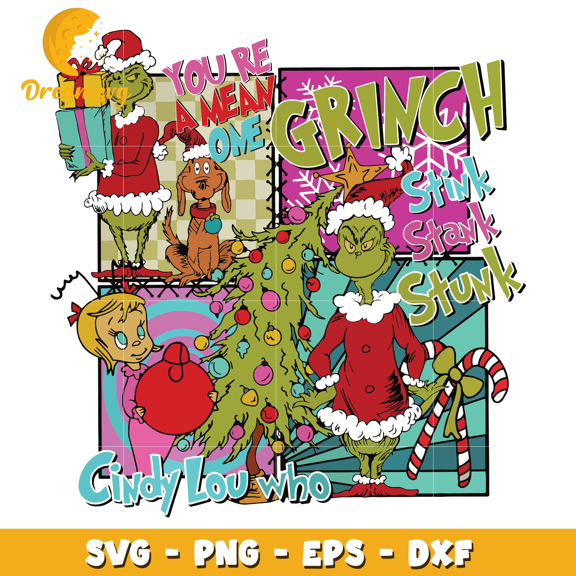 Grinch Stink Stank Stunk svg, christmas retro svg, christmas svg