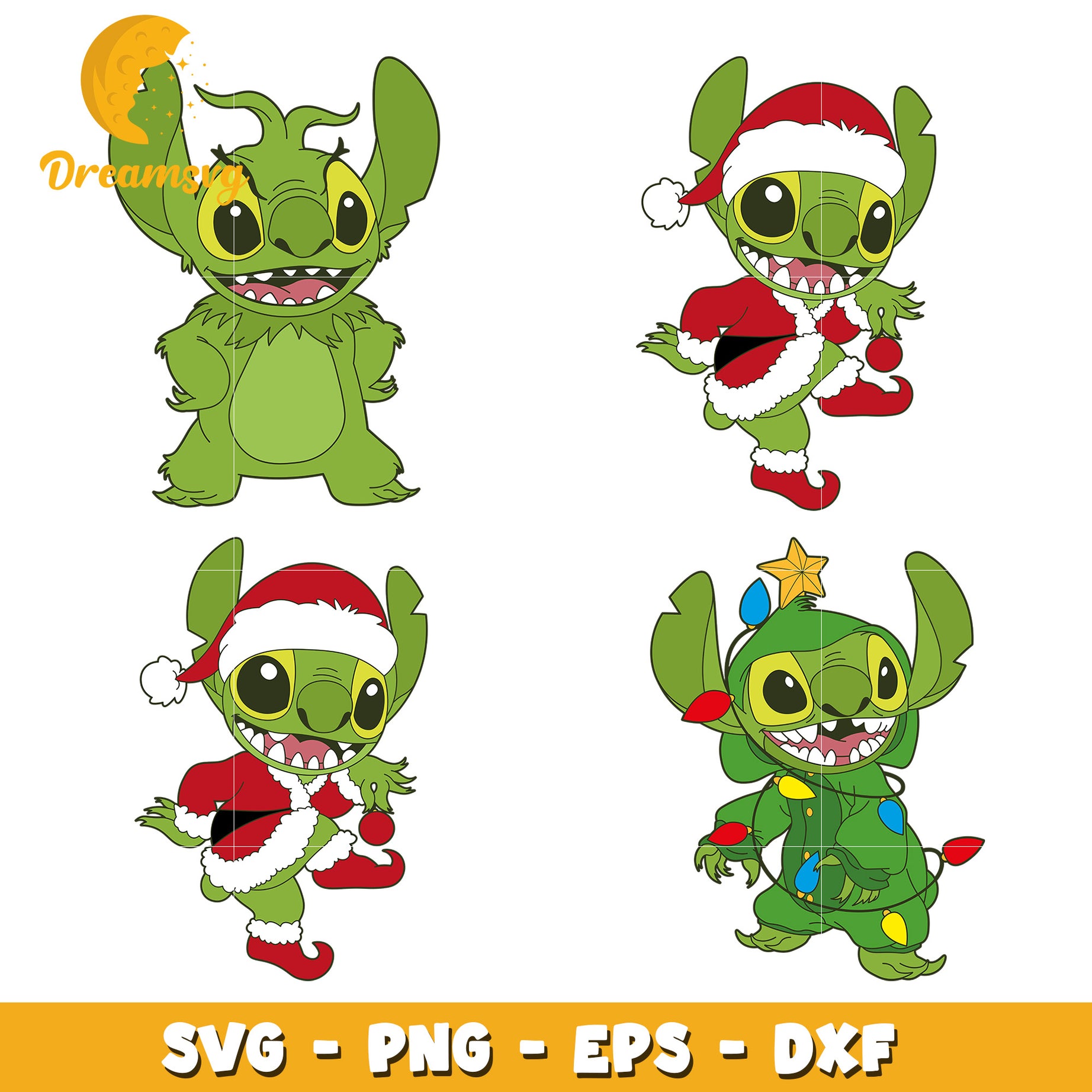 Grinch stitch santa christmas bundle svg, christmas stitch​ svg